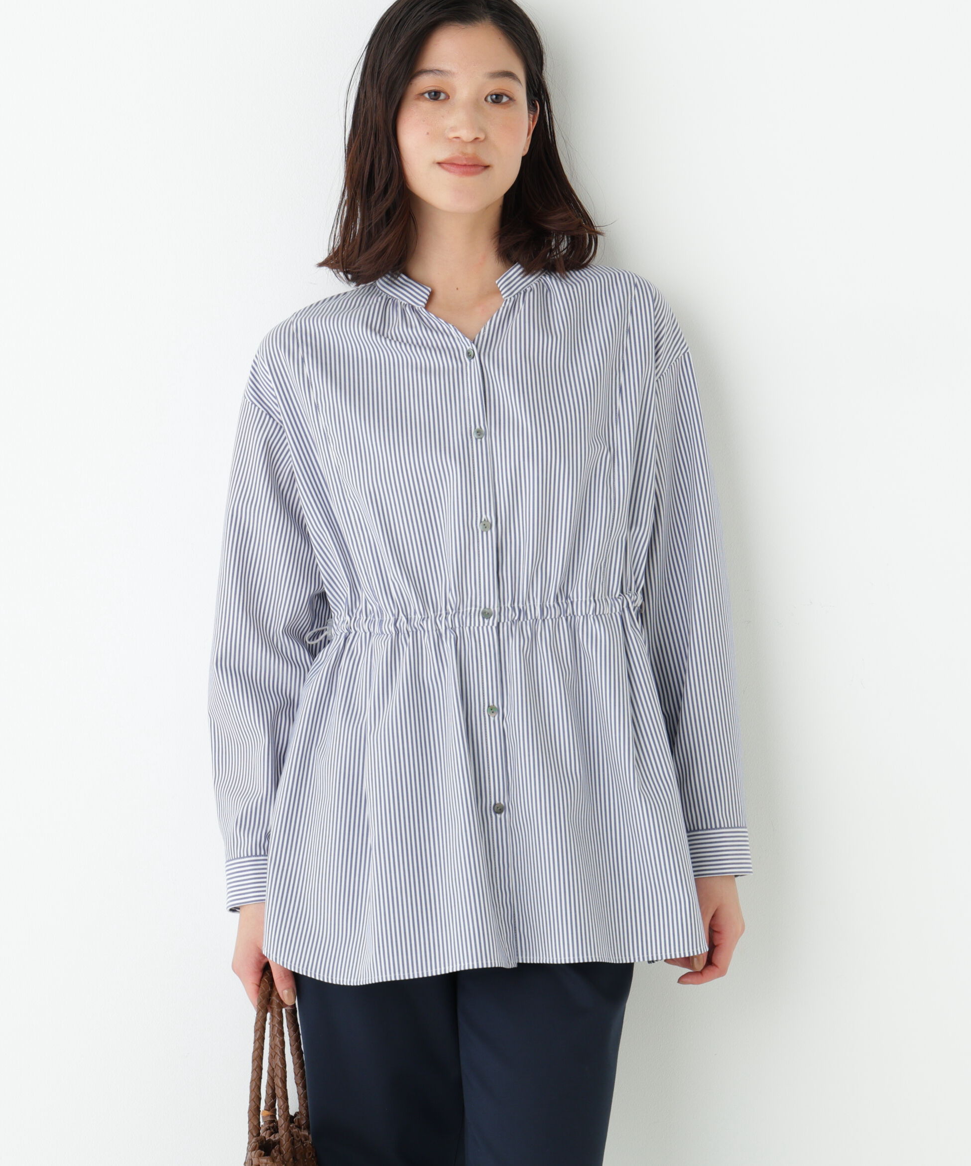  「◆《ウォッシャブル》シャンブレーオックスドロストブラウス」|シャツ・ブラウス|