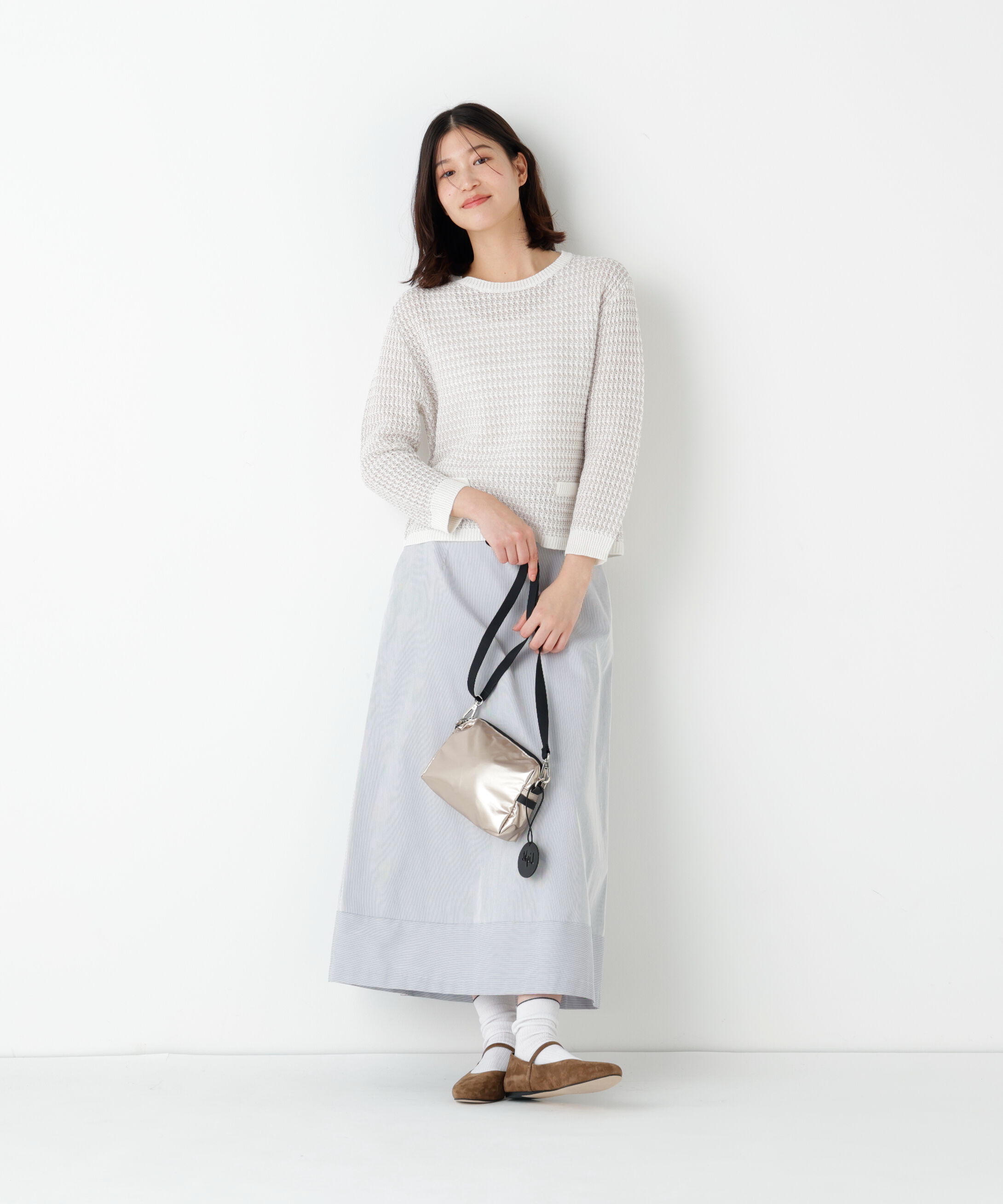  「◆≪ウォッシャブル≫ミドルゲージギマ地柄クルーネックプルオーバー」|ニット・セーター|