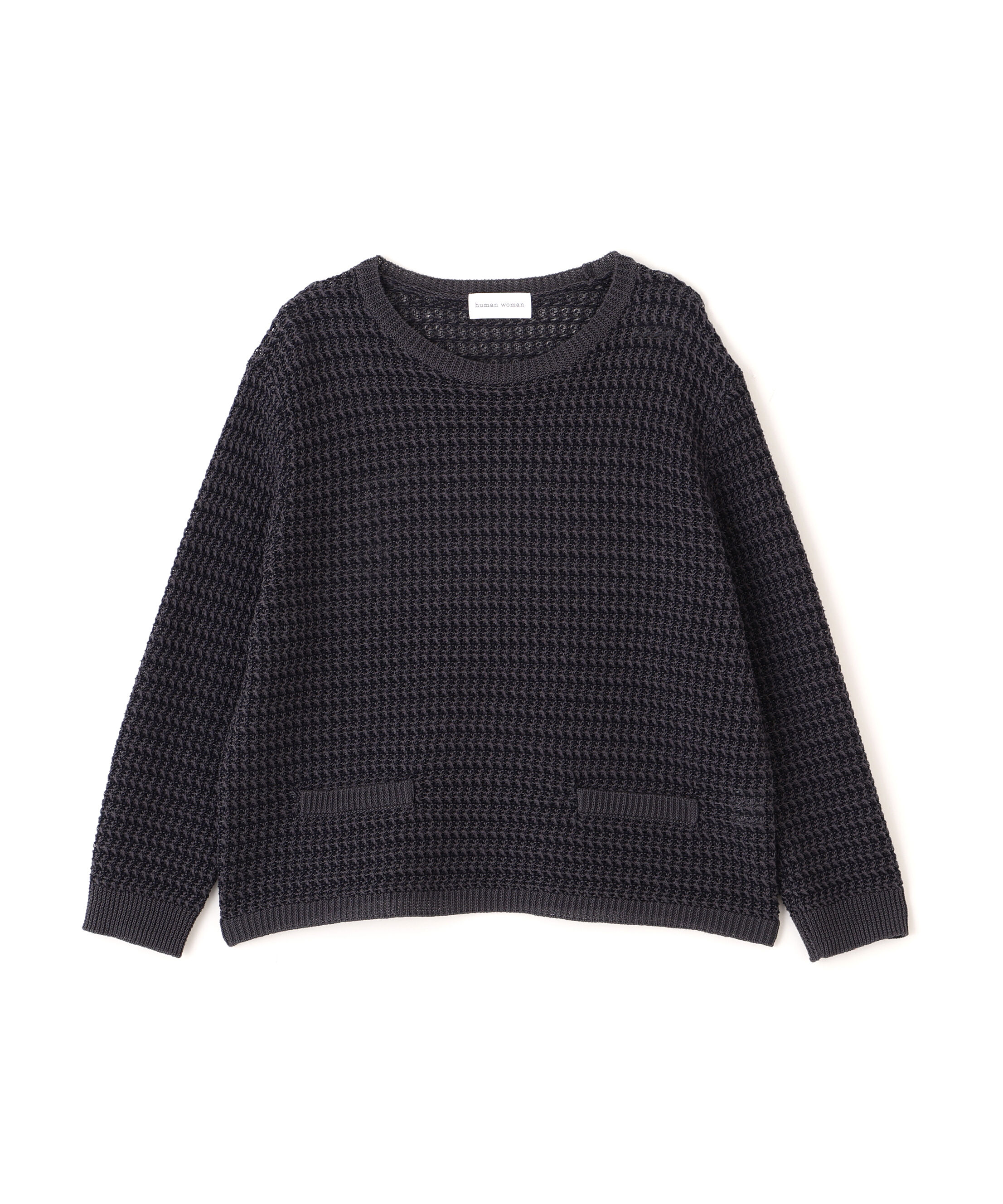  「◆≪ウォッシャブル≫ミドルゲージギマ地柄クルーネックプルオーバー」|ニット・セーター|