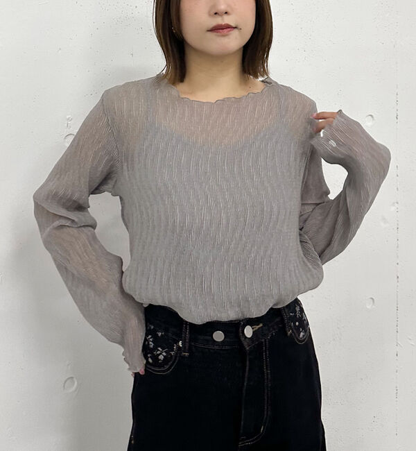 archives「シアー楊柳ＴＯＰＳ／」|カーディガン|GRAY