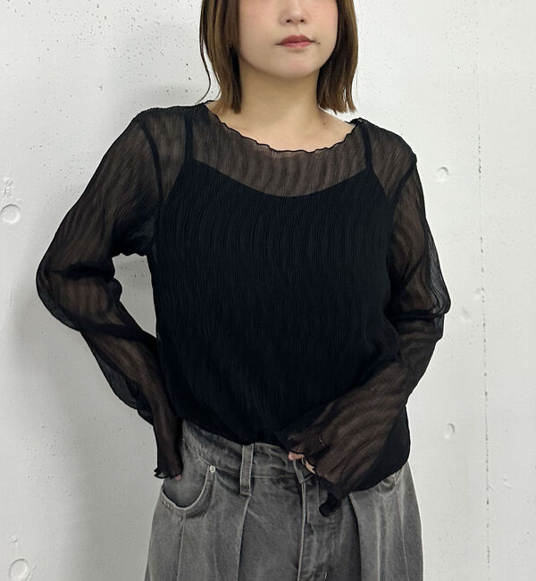 archives「シアー楊柳ＴＯＰＳ／」|カーディガン|BLACK