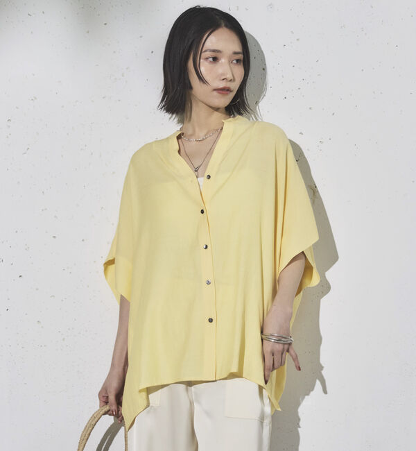 Doux archives「ウォッシャブルリネンライクスキッパープルオーバー」|シャツ・ブラウス|YELLOW