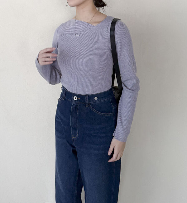 Doux archives「ニュアンスネックリブニット」|ニット・セーター|