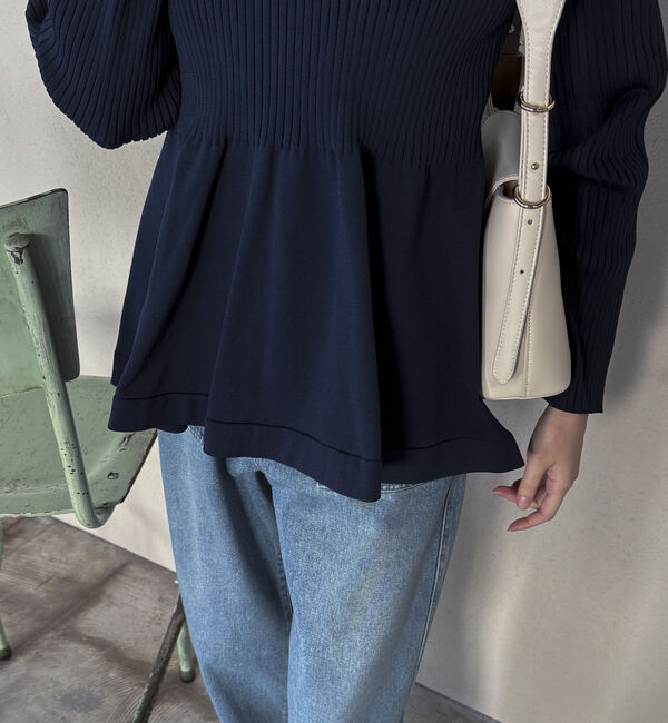 Doux archives「ワイドリブペプラムニットプルオーバー」|ニット・セーター|