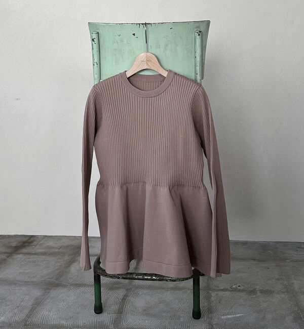 Doux archives「ワイドリブペプラムニットプルオーバー」|ニット・セーター|MOCHA