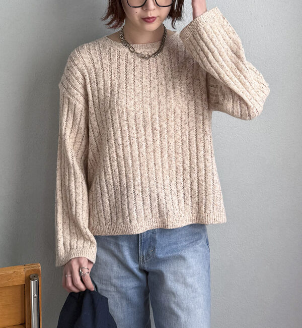 Doux archives「透かし編みＭＩＸヤーンニットプルオーバー」|ニット・セーター|BEIGE