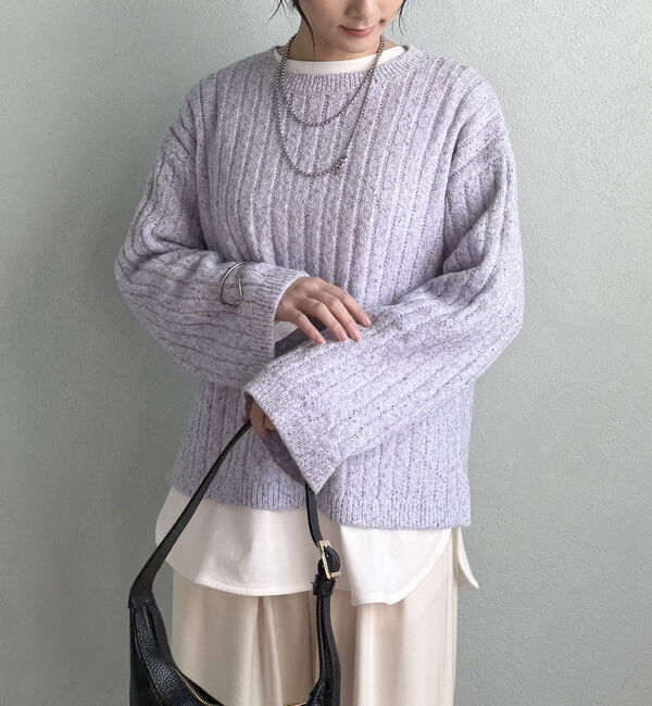 Doux archives「透かし編みＭＩＸヤーンニットプルオーバー」|ニット・セーター|LAVENDER