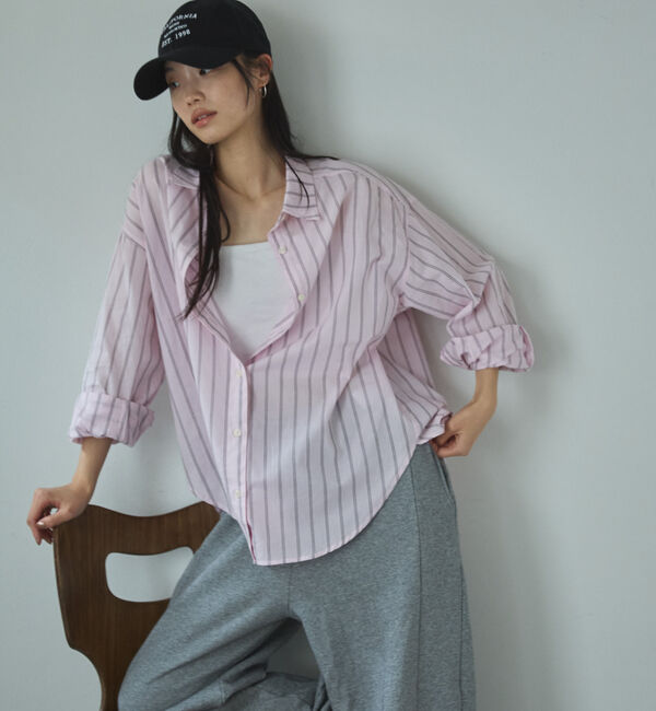 Doux archives「シアー２ＷＡＹシャツ（ストライプ／チェック）」|シャツ・ブラウス|PINK