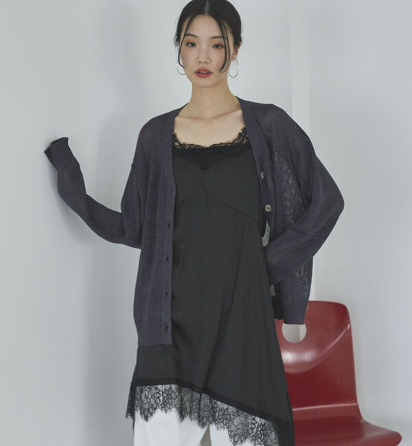 Doux archives「ペーパーヤーンカシュクールカーディガン」|カーディガン|CHARCOAL GRAY