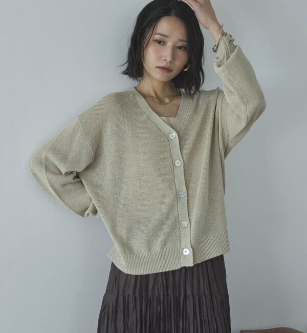 Doux archives「ペーパーヤーンカシュクールカーディガン」|カーディガン|BEIGE