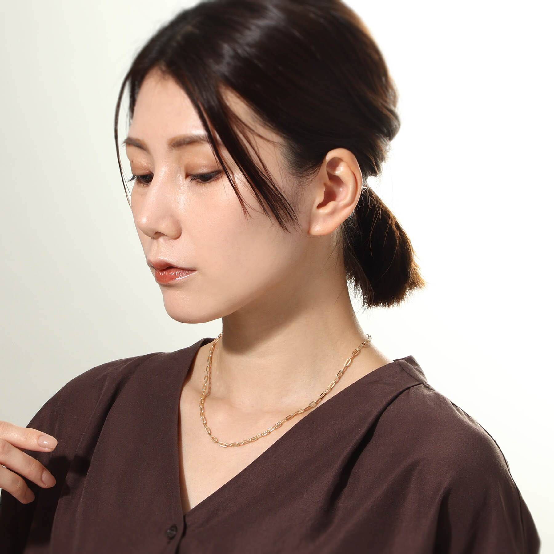 COCOSHNIK「K18中空プレイドケーブルチェーン ネックレス」|ネックレス|