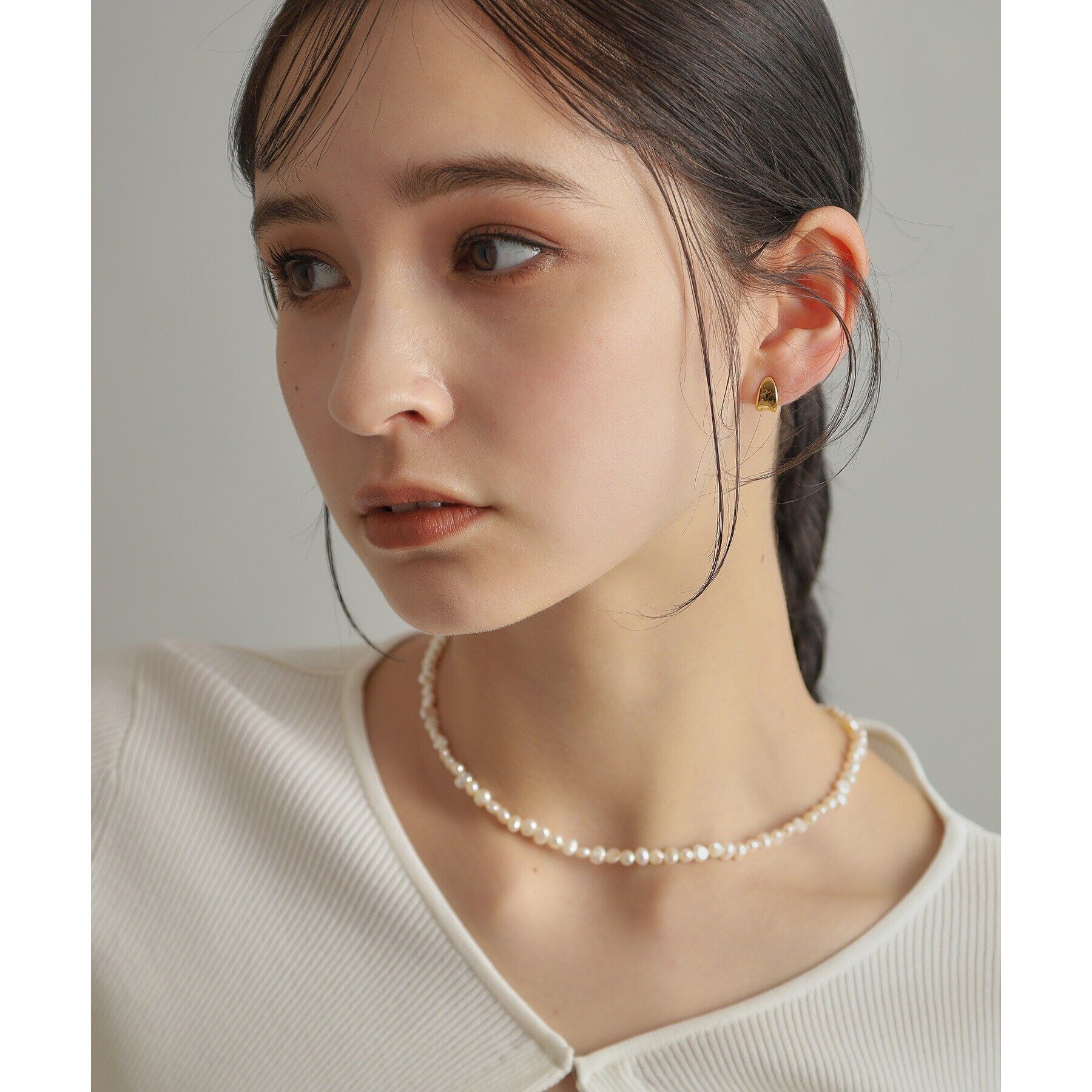 COCOSHNIK ONKITSCH「シルバー バロックパール カーブチェーン マンテルネックレス GP」|ネックレス|