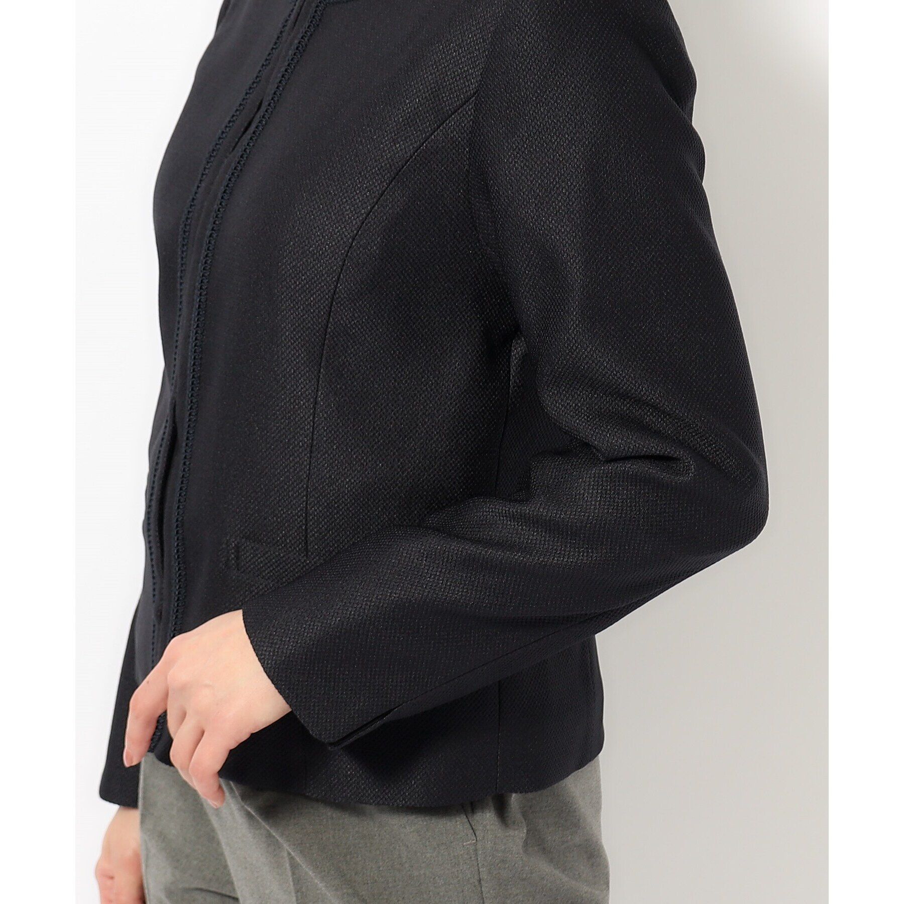 SHOO･LA･RUE「【S-5L/洗える】らくドビーノーカラージャケット」|ノーカラージャケット|