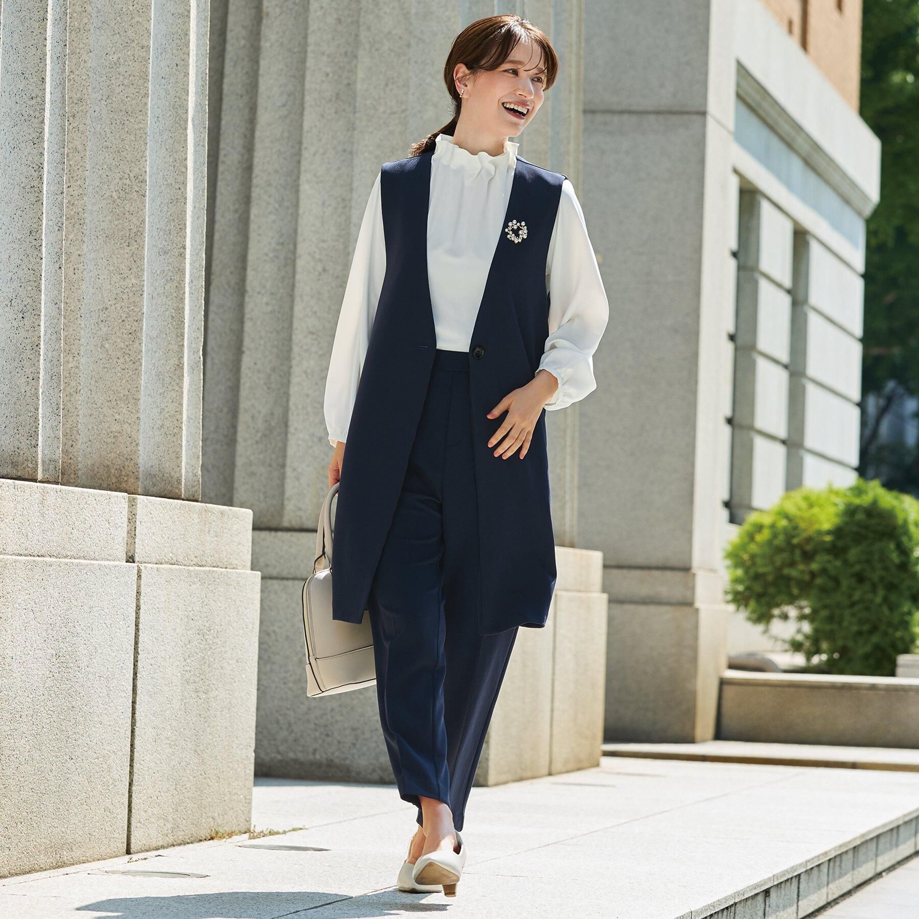 SHOO･LA･RUE「【洗濯機可/セットアップ可/S-3L】きちんと楽に。カットジョーゼット テーパードパンツ」|その他|