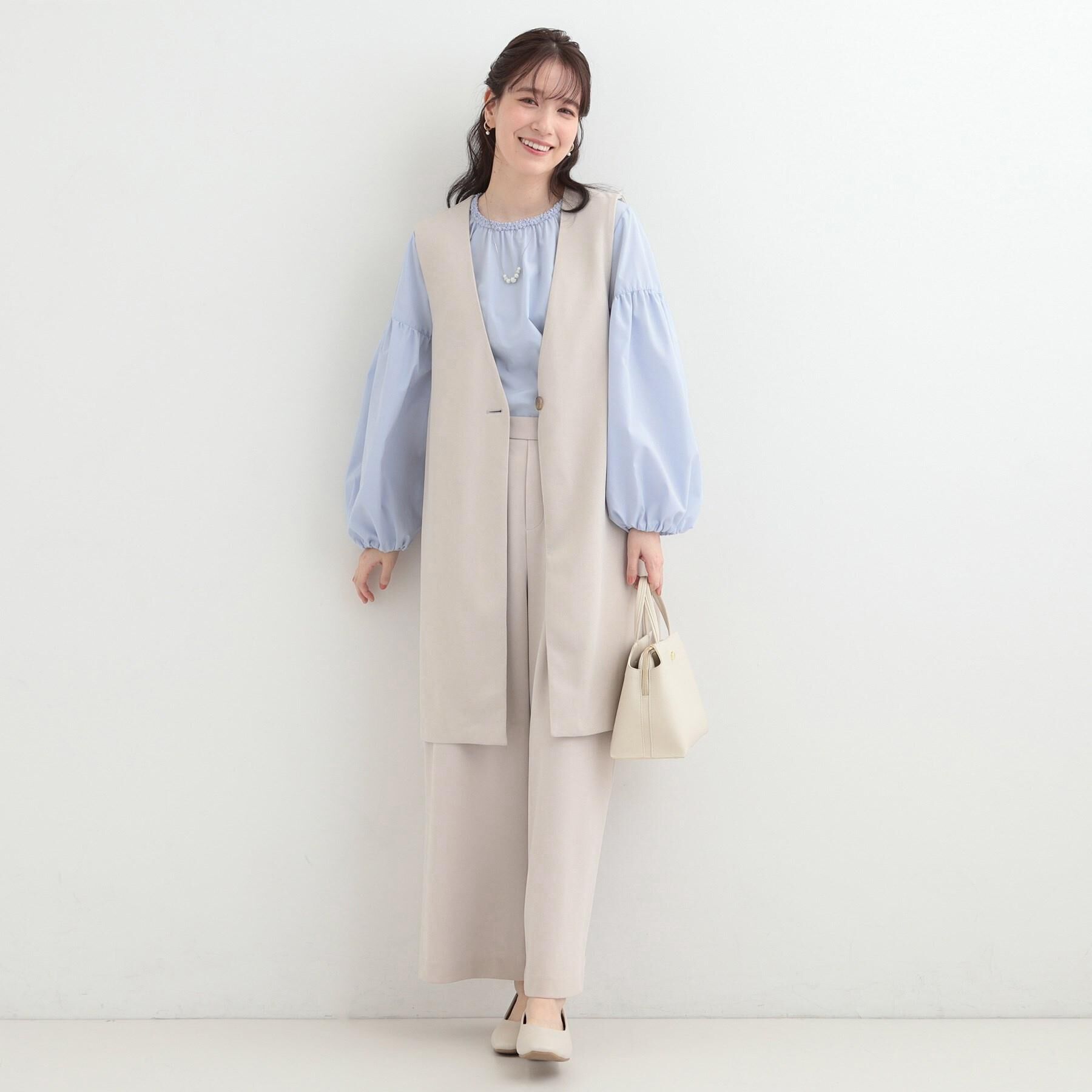 SHOO･LA･RUE「【洗濯機可/セットアップ可/S-3L】きちんと楽に。カットジョーゼットワイドパンツ」|その他|