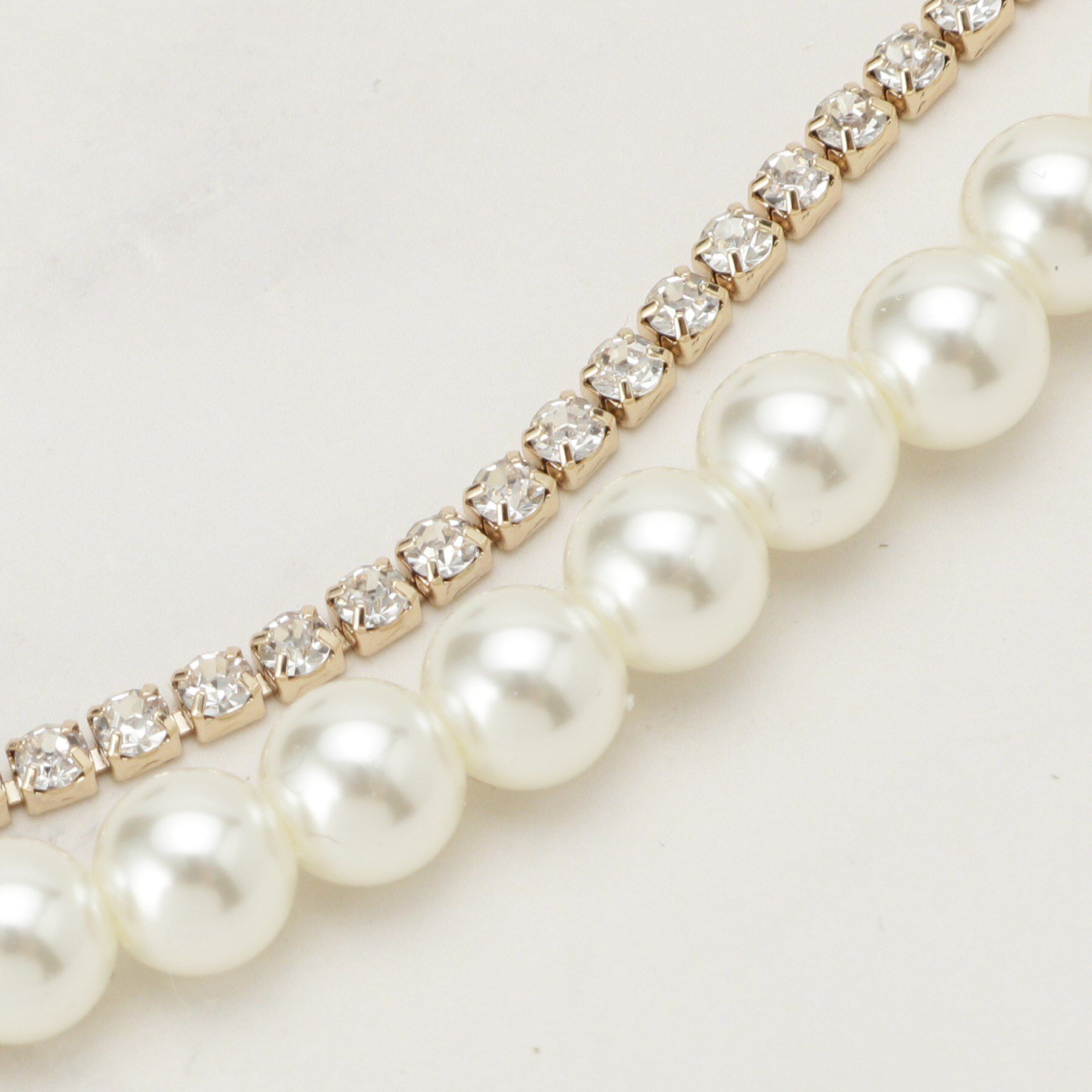 SHOO･LA･RUE「【セレモニー】2連ダイヤレーン＆フェイクパールネックレス」|ネックレス|