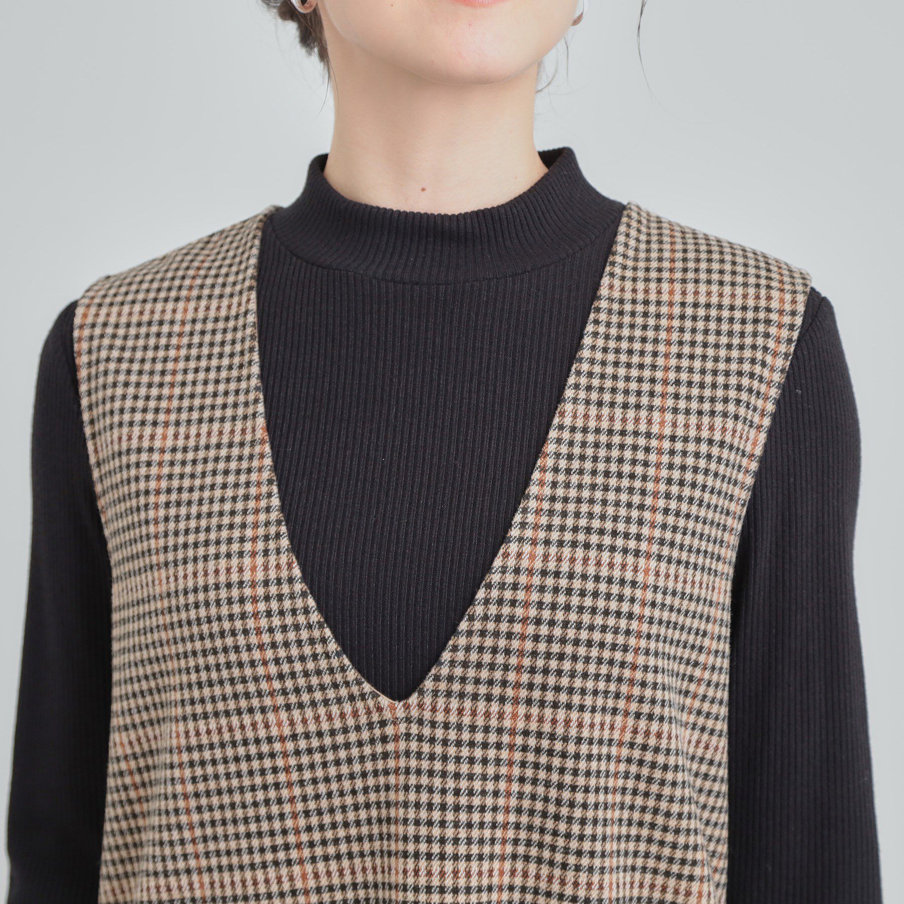 SHOO･LA･RUE「【2点セット/洗濯機可】時短でコーデが決まる ジャンドレ+リブインナー」|ワンピース|