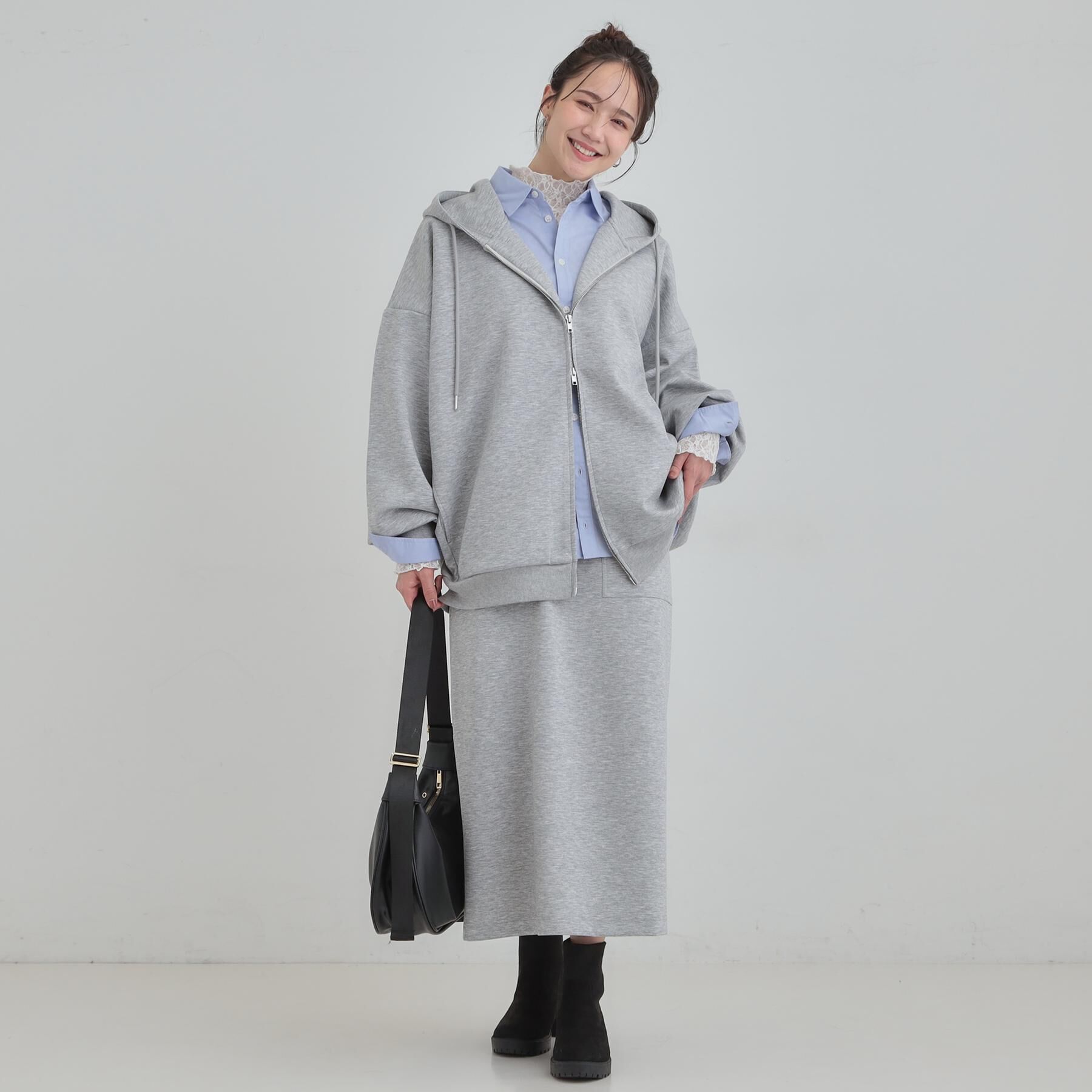 SHOO･LA･RUE「【セットアップ可/なめらかタッチ】ダブルジップでおしゃれ見え オーバーサイズゆるパーカ」|パーカー|