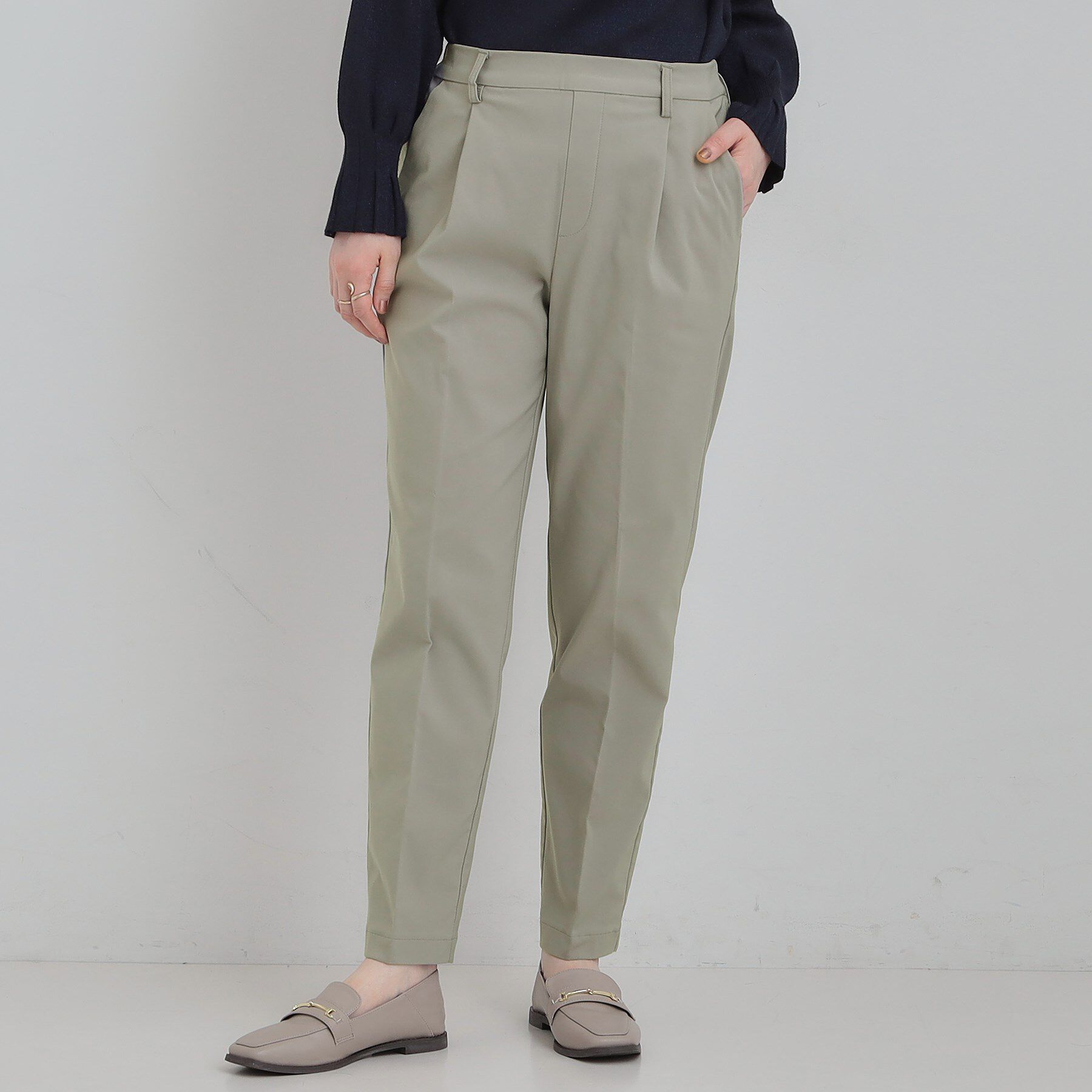 SHOO･LA･RUE「【洗濯機可/S-LL】すっきり上品に テーパードパンツ」|その他|チャコールグレー(0