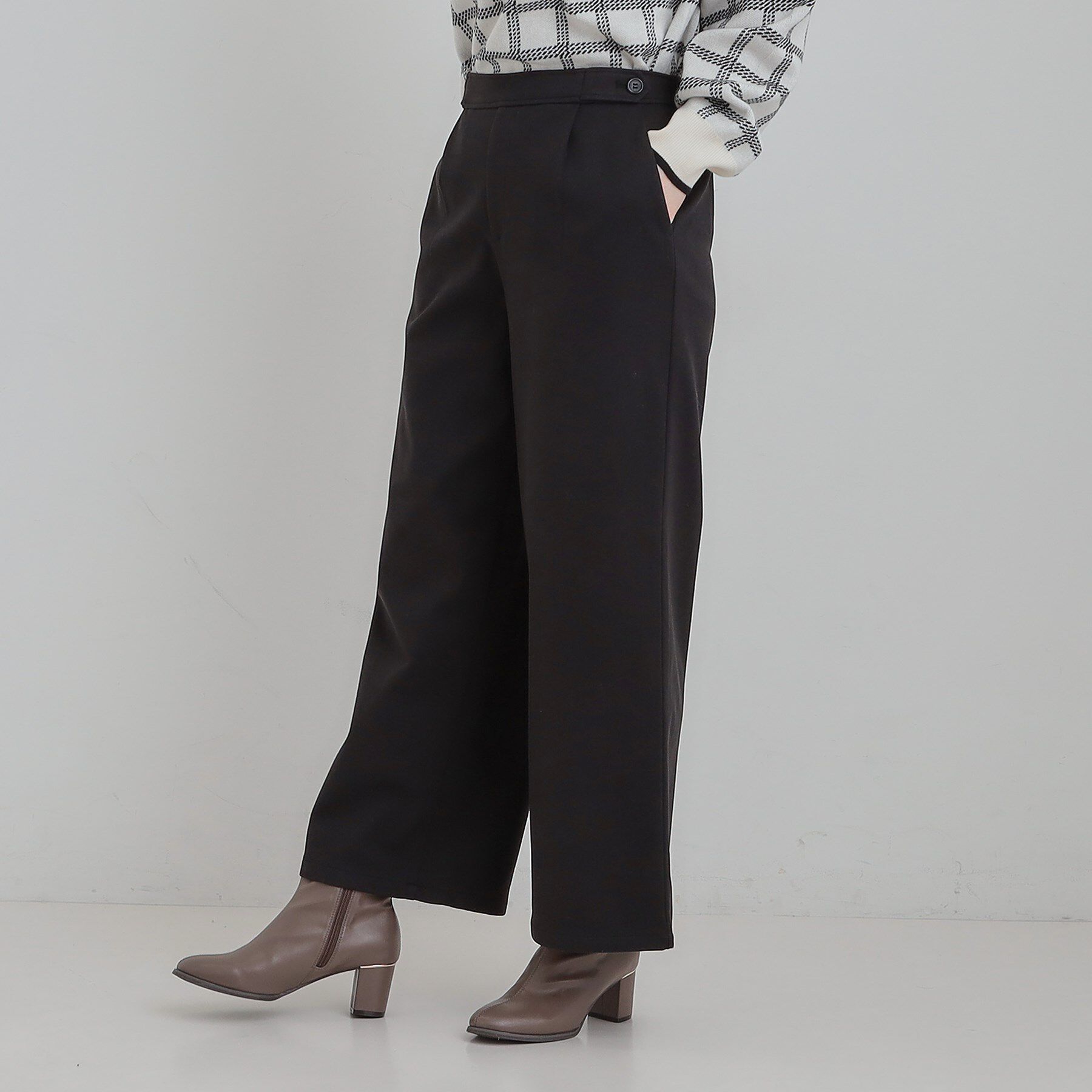 SHOO･LA･RUE「【洗濯機可/S-LL】ウエストのタブボタンがポイント　ワイドパンツ」|その他|