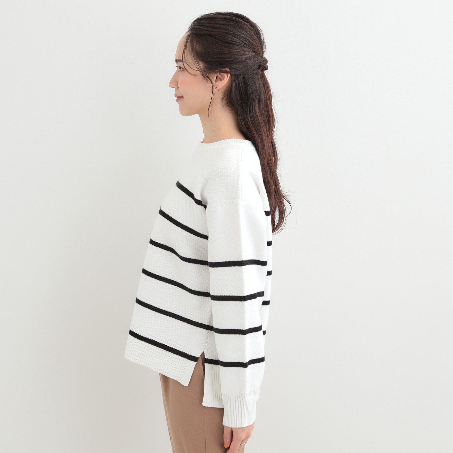 SHOO･LA･RUE「【S-LL/洗濯機可/体型カバー】大人世代も取り入れやすい スウェットライクニット」|ニット・セーター|