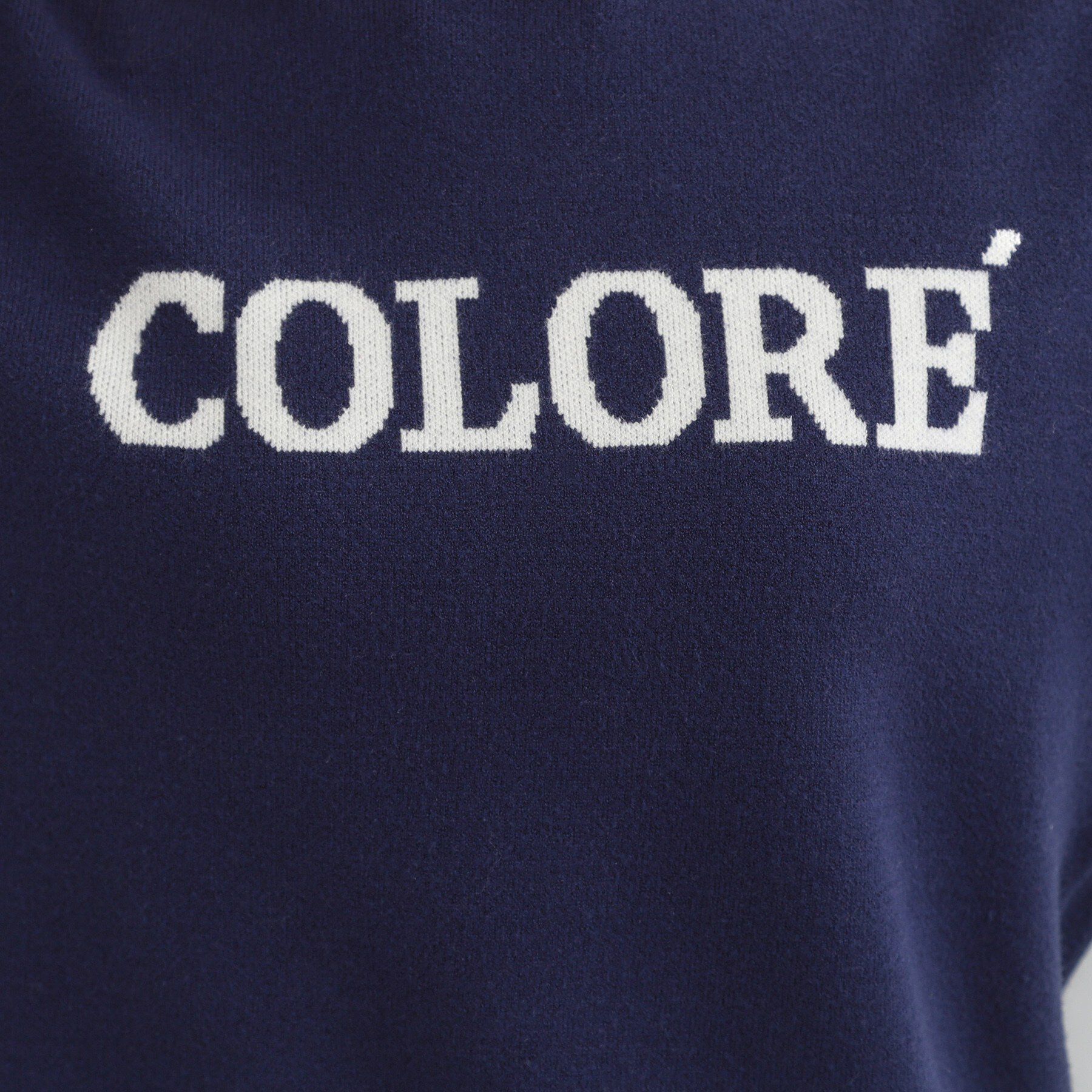 SHOO･LA･RUE「【洗濯機可/S-LL】もちもちタッチで柔らかい肌触り スウェットライクロゴニット」|ニット・セーター|