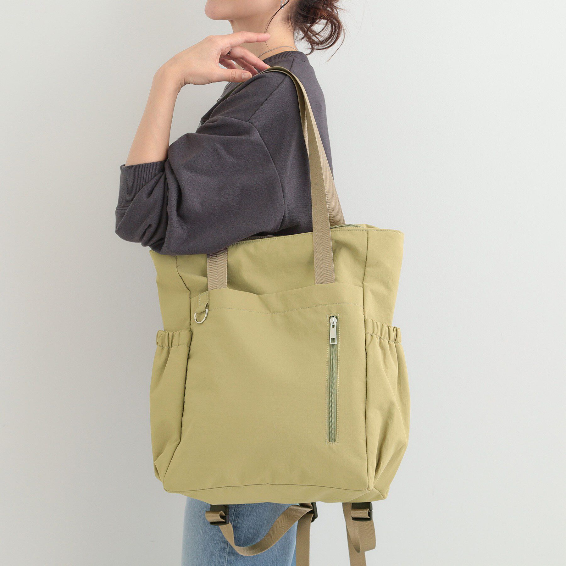 SHOO･LA･RUE「【撥水/2WAY/キャリーオン】トートにもなる スクエアリュック」|リュック|