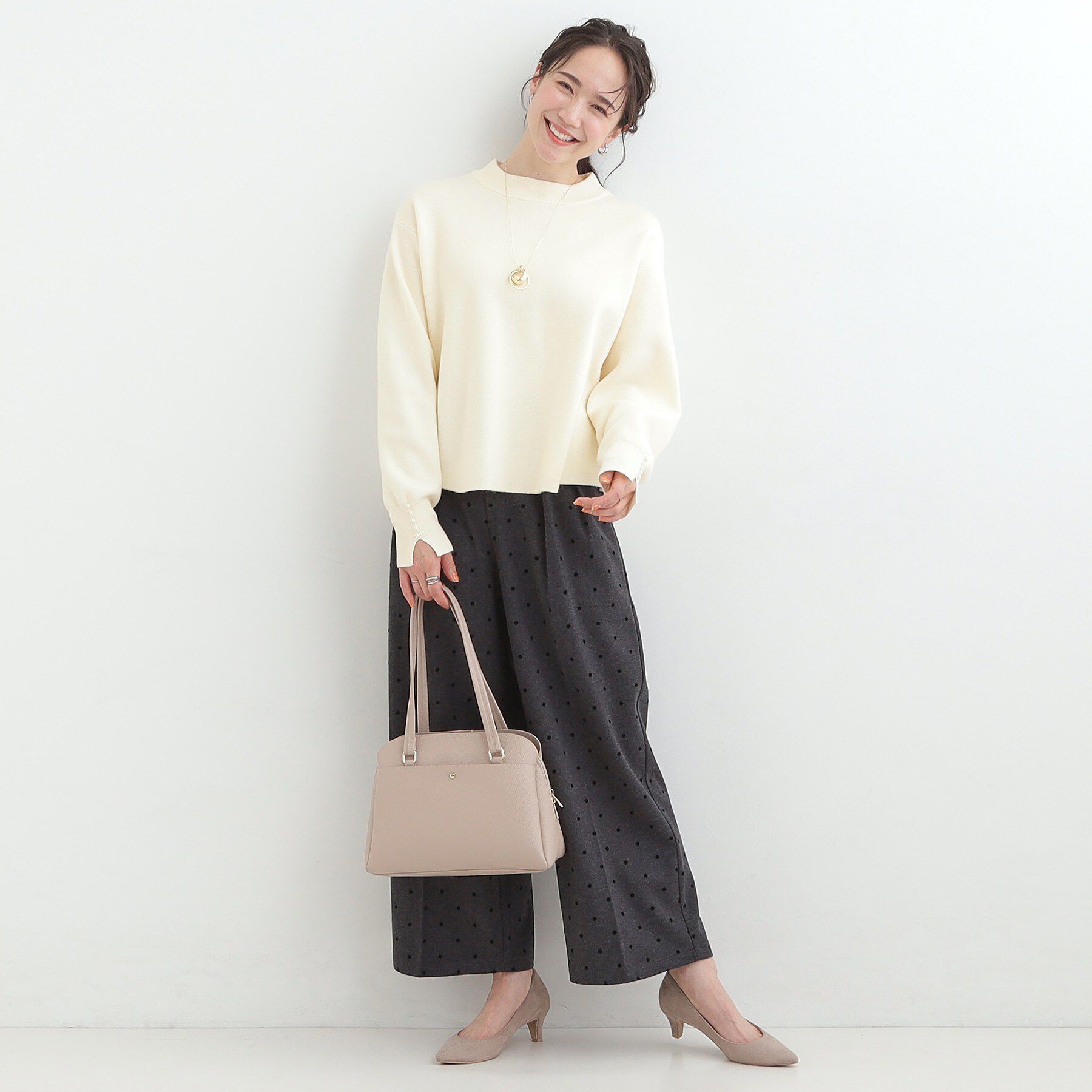 SHOO･LA･RUE「【洗濯機可/セットアップ可/S-LL】インせず着られる もちもち裾ラウンドニット」|ニット・セーター|