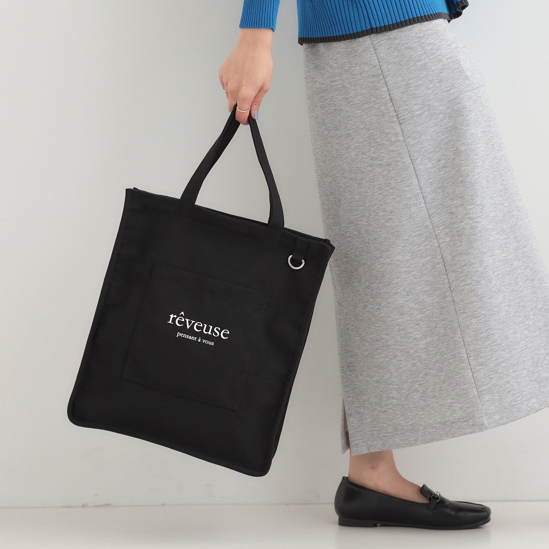 SHOO･LA･RUE「推し活もできるハンプトート【うちわが入る】」|トートバッグ|ブラック(019)