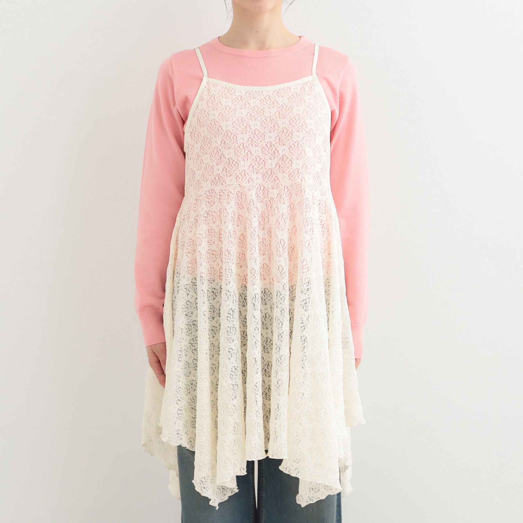 SHOO･LA･RUE「【前後2WAYネック】レイヤードスタイルにおすすめ レースキャミチュニック」|チュニック|