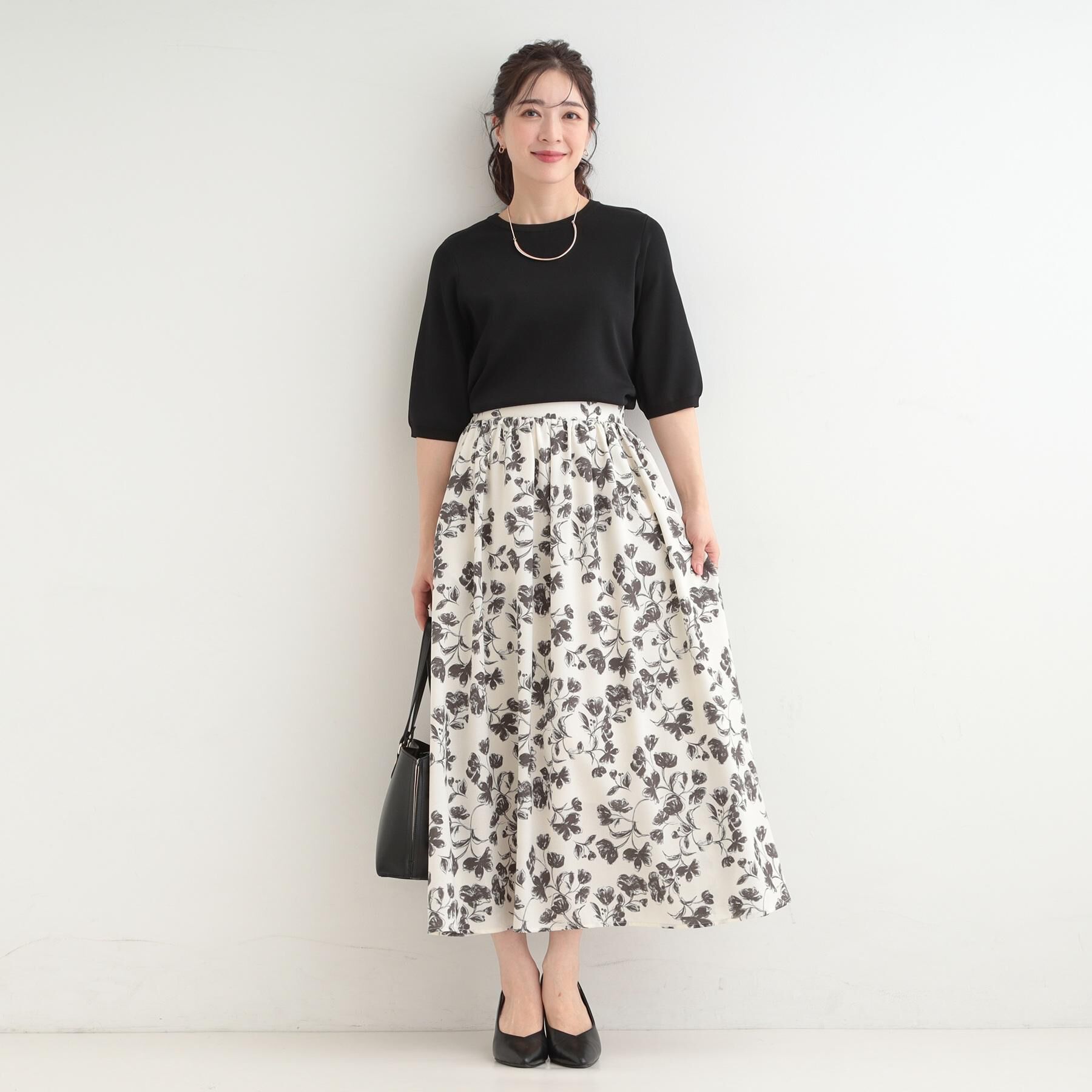 SHOO･LA･RUE「【着丈選べる】ふんわり揺れる アソート柄フレアスカート」|スカート|