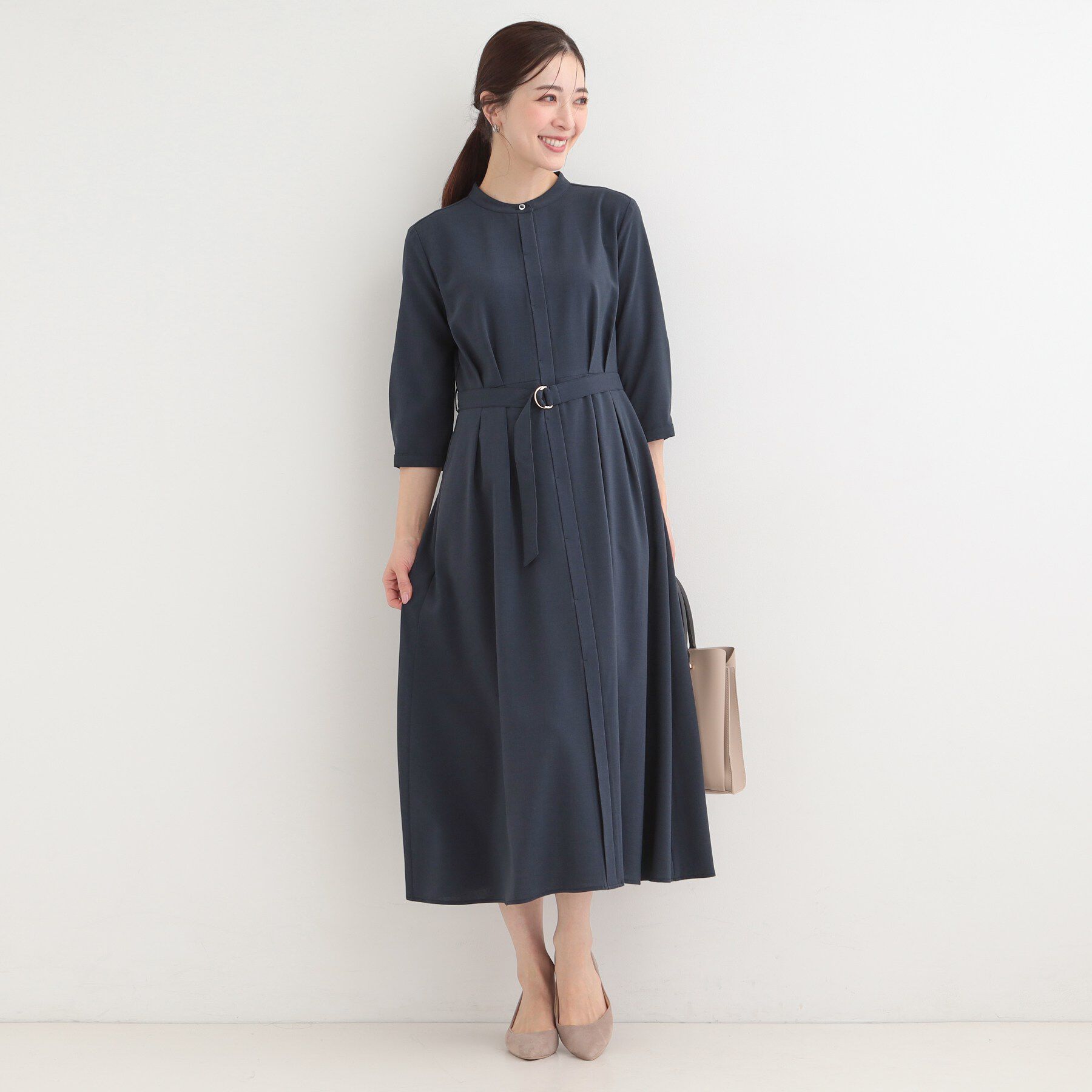 SHOO･LA･RUE「【洗濯機可/接触冷感/UV】ONOFF使える ウエストタックワンピース」|ワンピース|