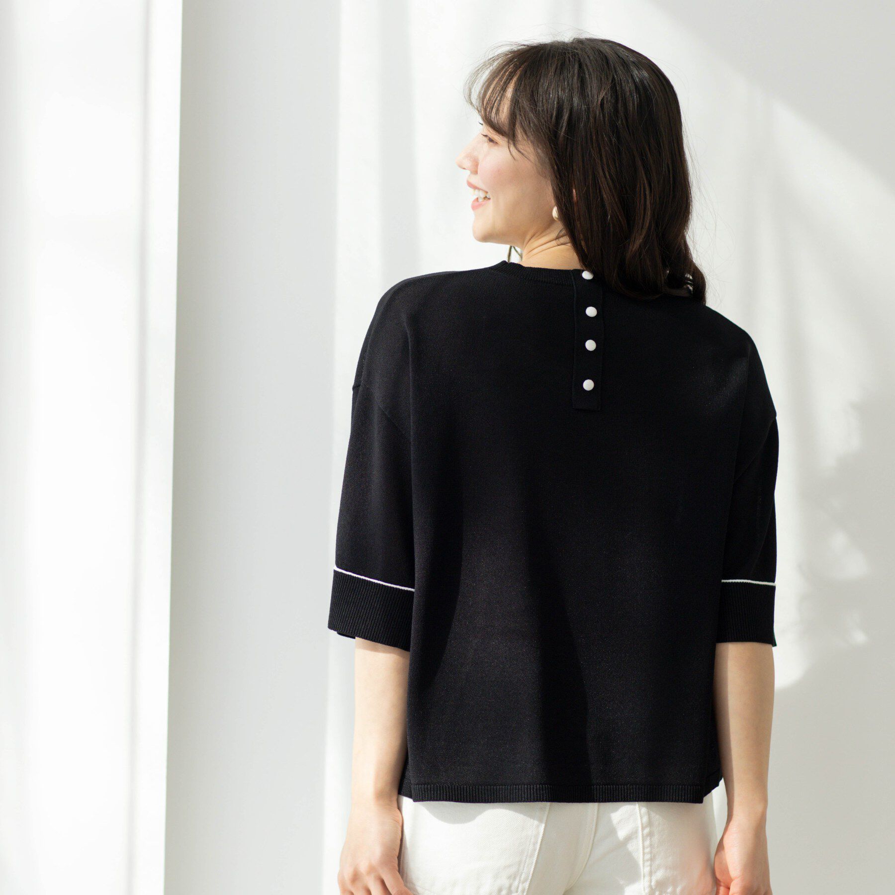 SHOO･LA･RUE「配色ラインニットTシャツ」|ニット・セーター|