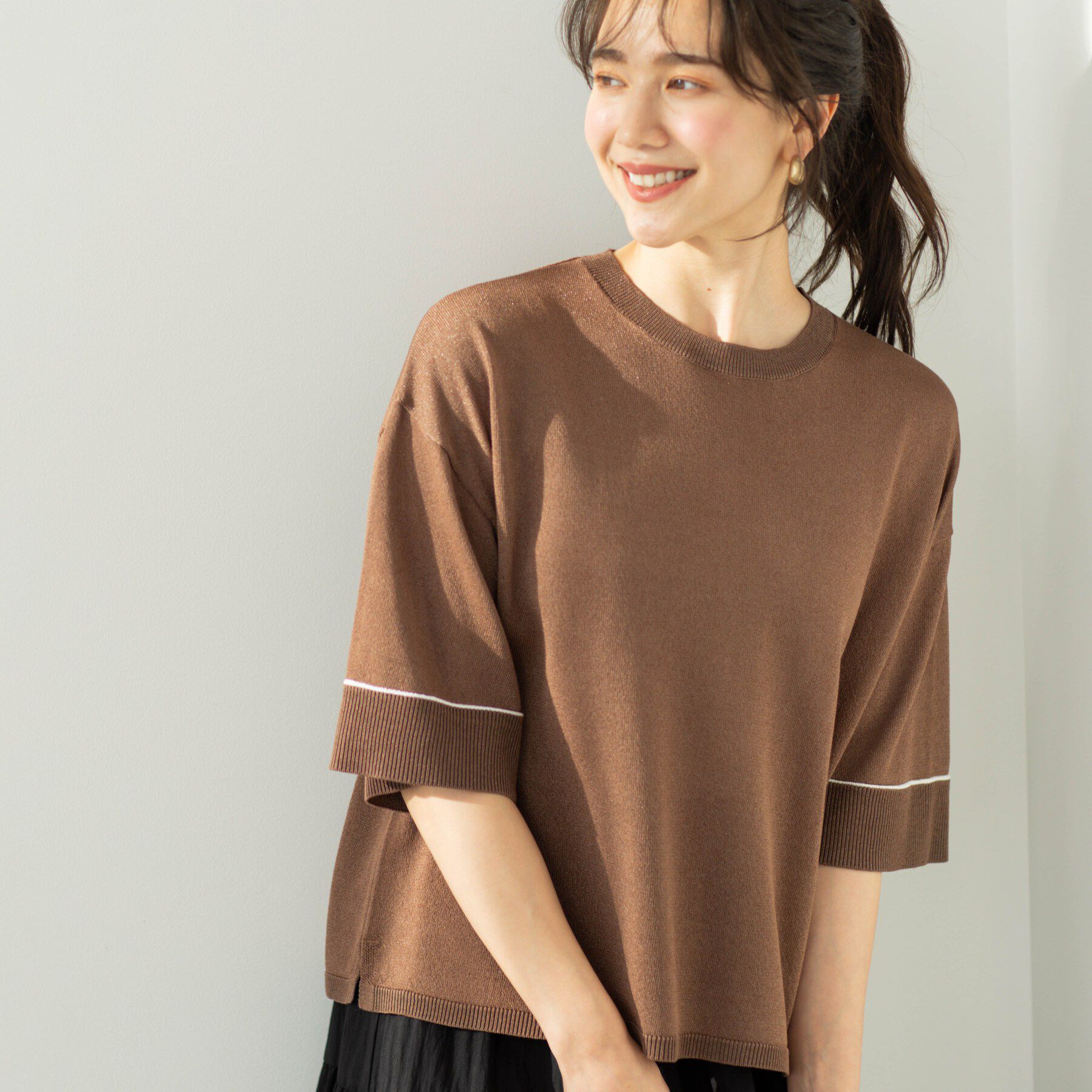 SHOO･LA･RUE「配色ラインニットTシャツ」|ニット・セーター|