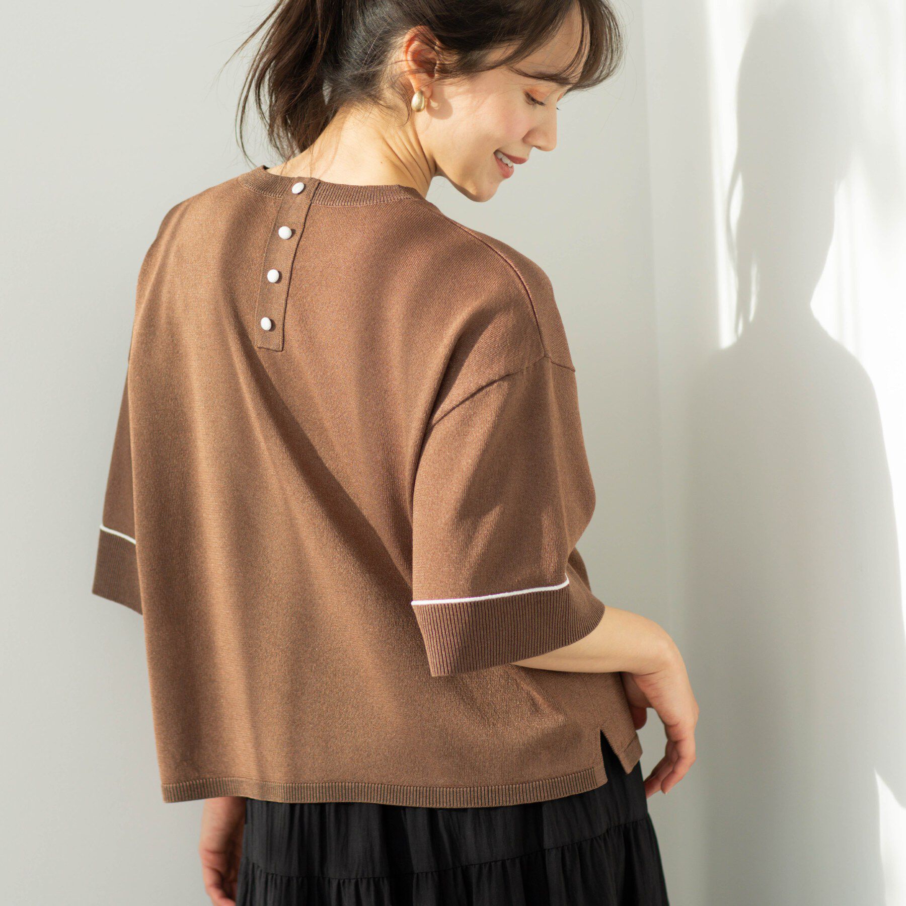 SHOO･LA･RUE「配色ラインニットTシャツ」|ニット・セーター|