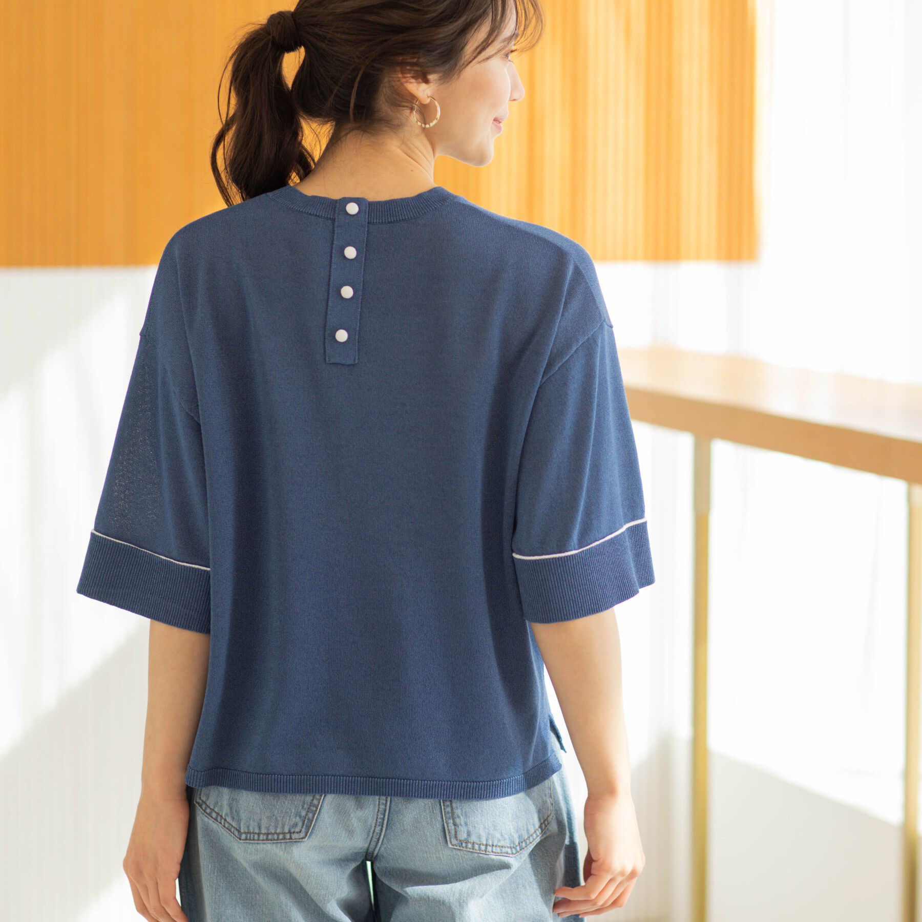 SHOO･LA･RUE「配色ラインニットTシャツ」|ニット・セーター|