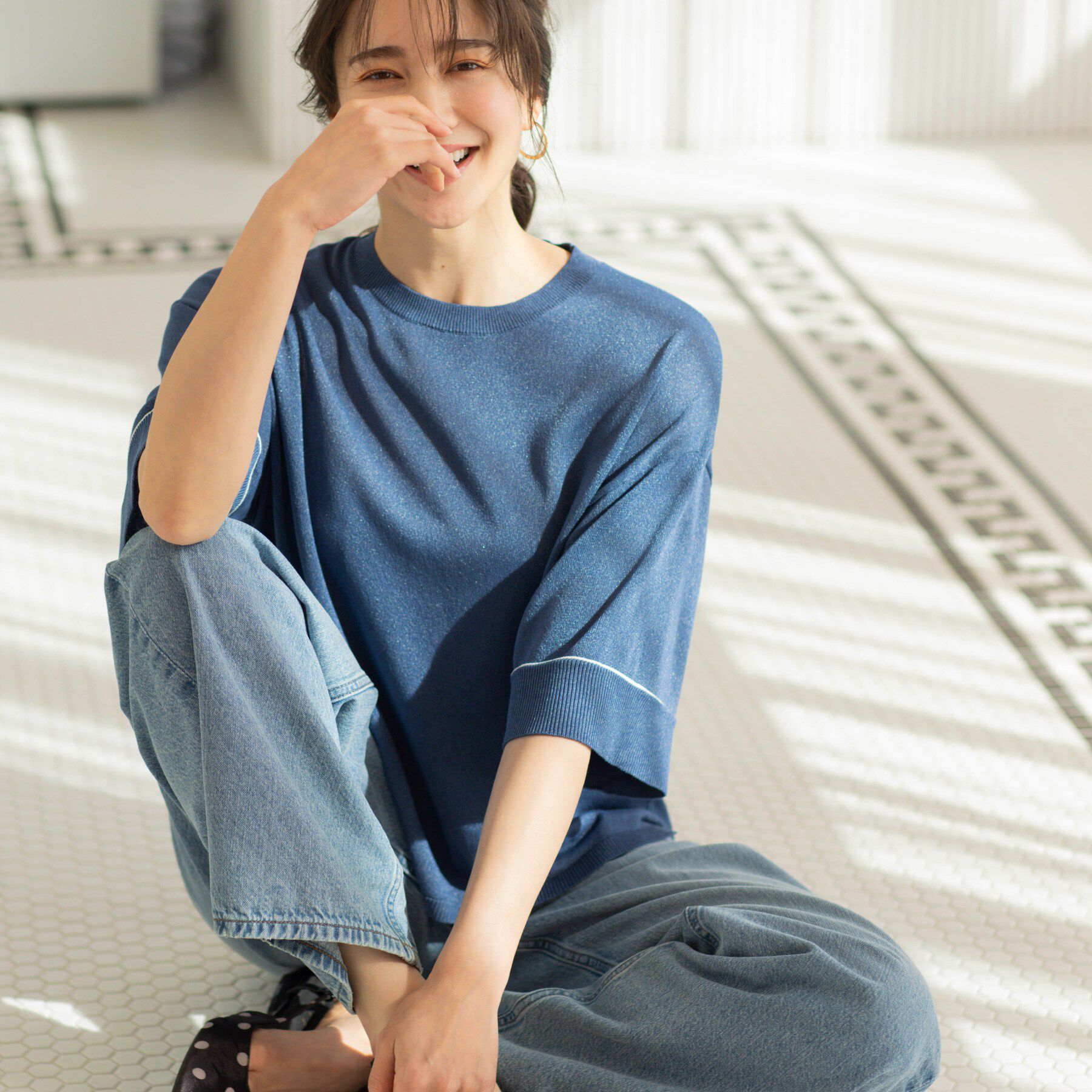 SHOO･LA･RUE「配色ラインニットTシャツ」|ニット・セーター|