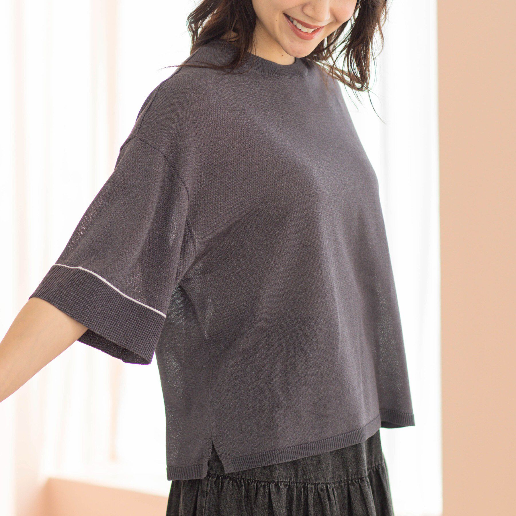 SHOO･LA･RUE「配色ラインニットTシャツ」|ニット・セーター|