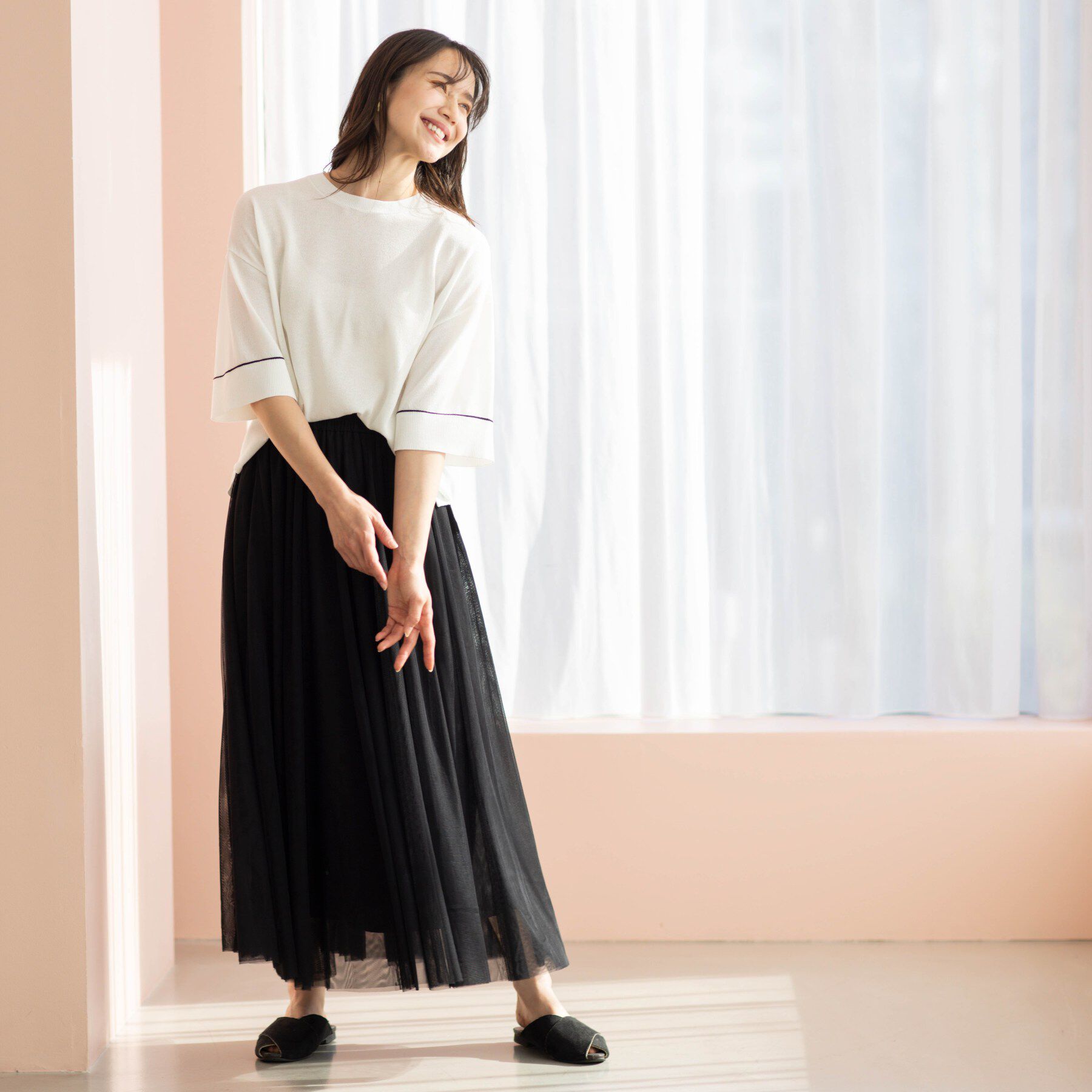 SHOO･LA･RUE「配色ラインニットTシャツ」|ニット・セーター|