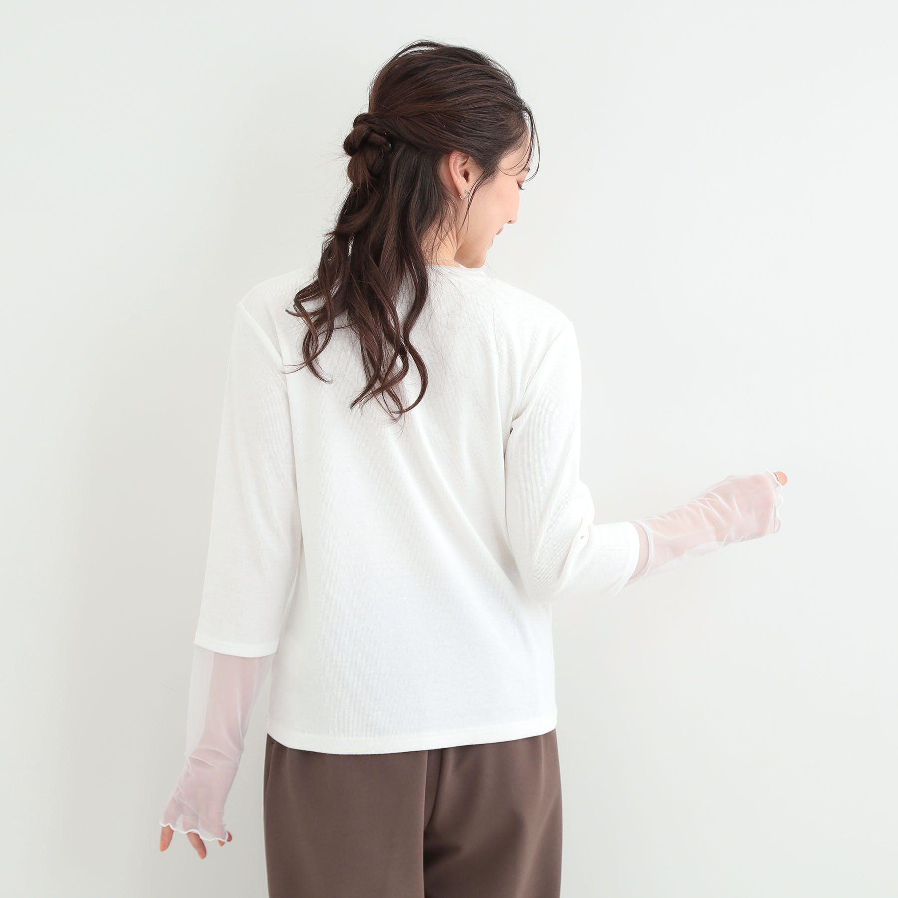 SHOO･LA･RUE「【S-LL】レイヤードスタイルに チュール切替ロンT」|Tシャツ・カットソー|