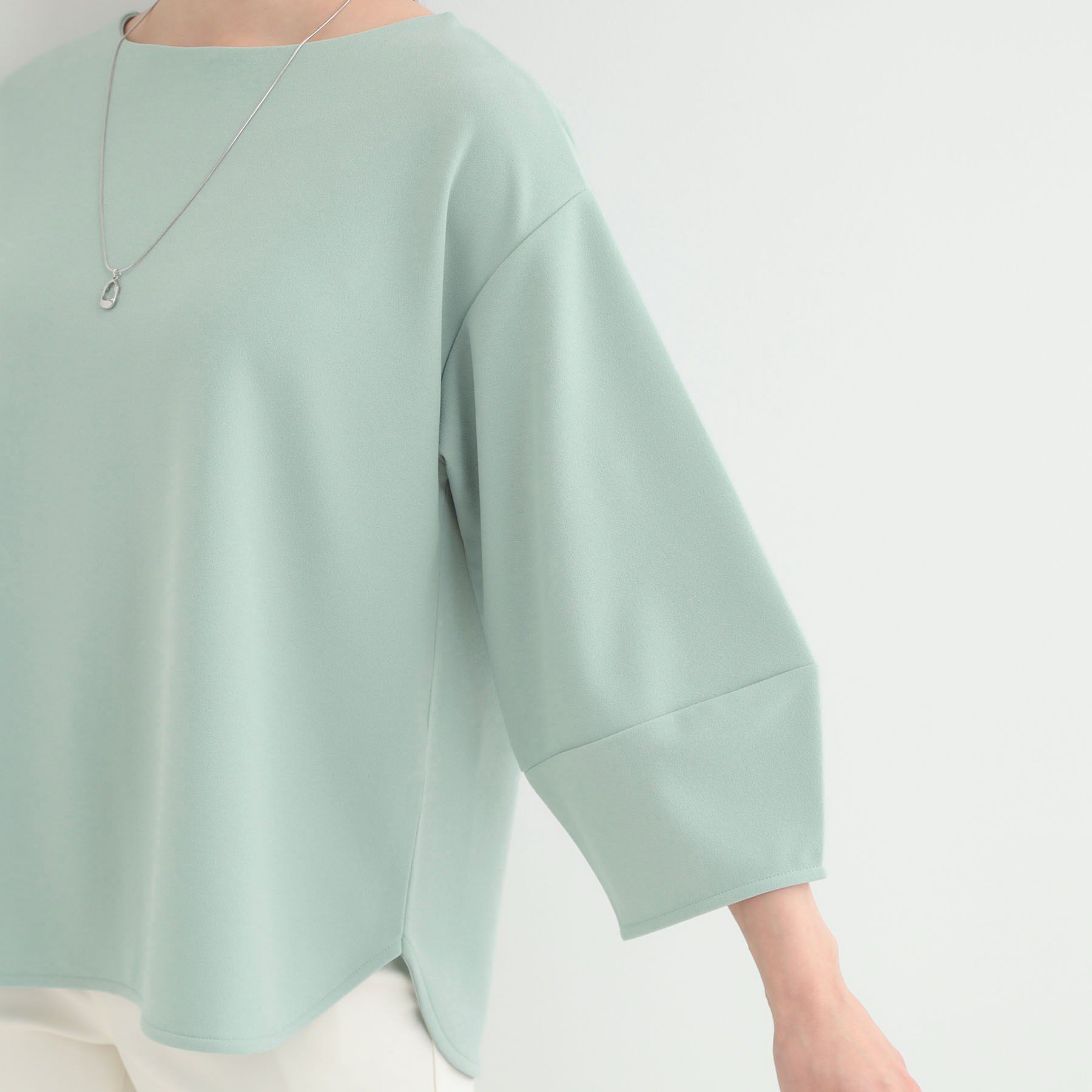 SHOO･LA･RUE「【2点セット/7分袖/S-LL】ランタンスリーブで女性らしい インせず着られる ネックレス付きブラウ」|シャツ・ブラウス|