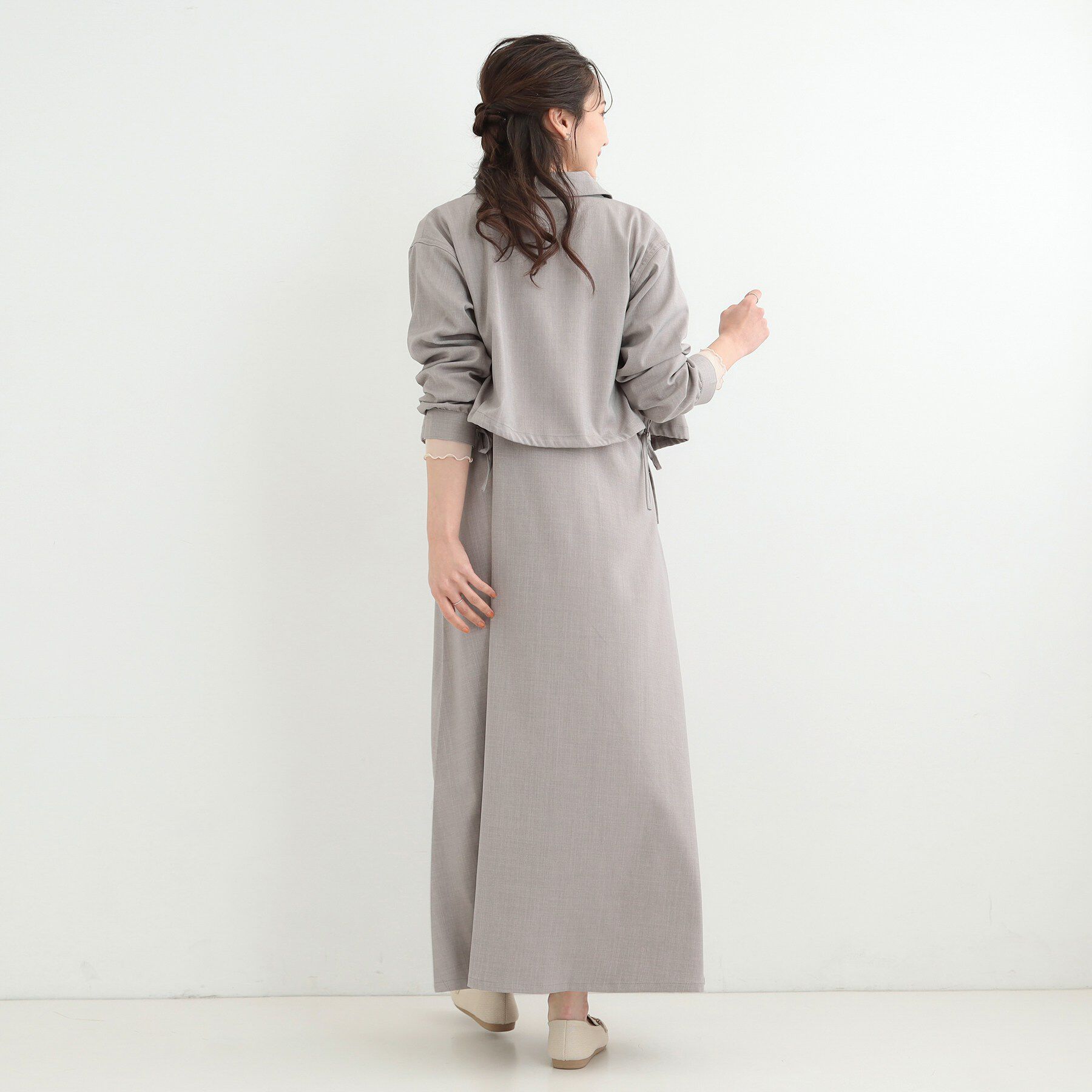 SHOO･LA･RUE「【2点セット/S-LL】おとなの抜け感 ショート丈シャツ＋キャミワンピース」|スーツ|