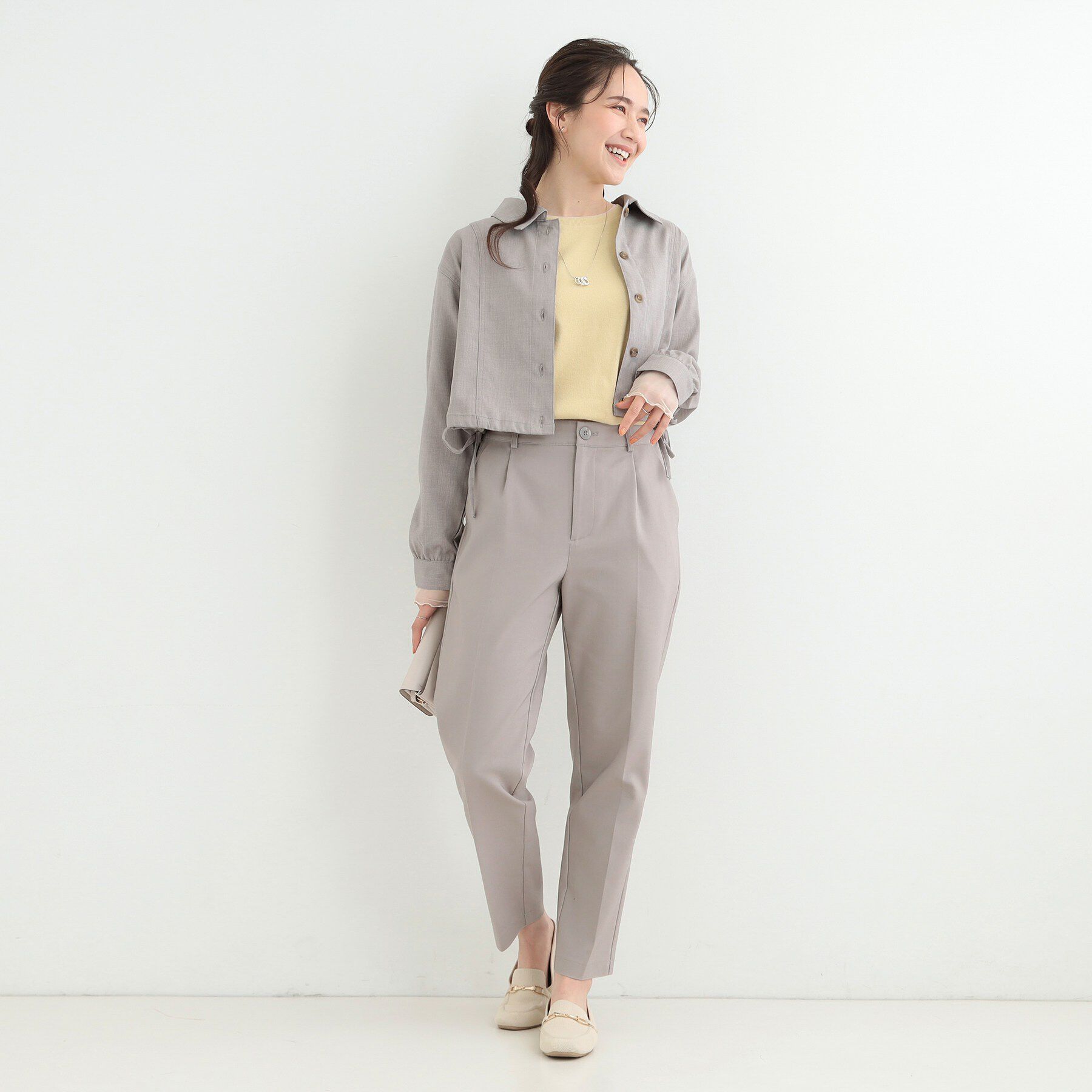 SHOO･LA･RUE「【2点セット/S-LL】おとなの抜け感 ショート丈シャツ＋キャミワンピース」|スーツ|