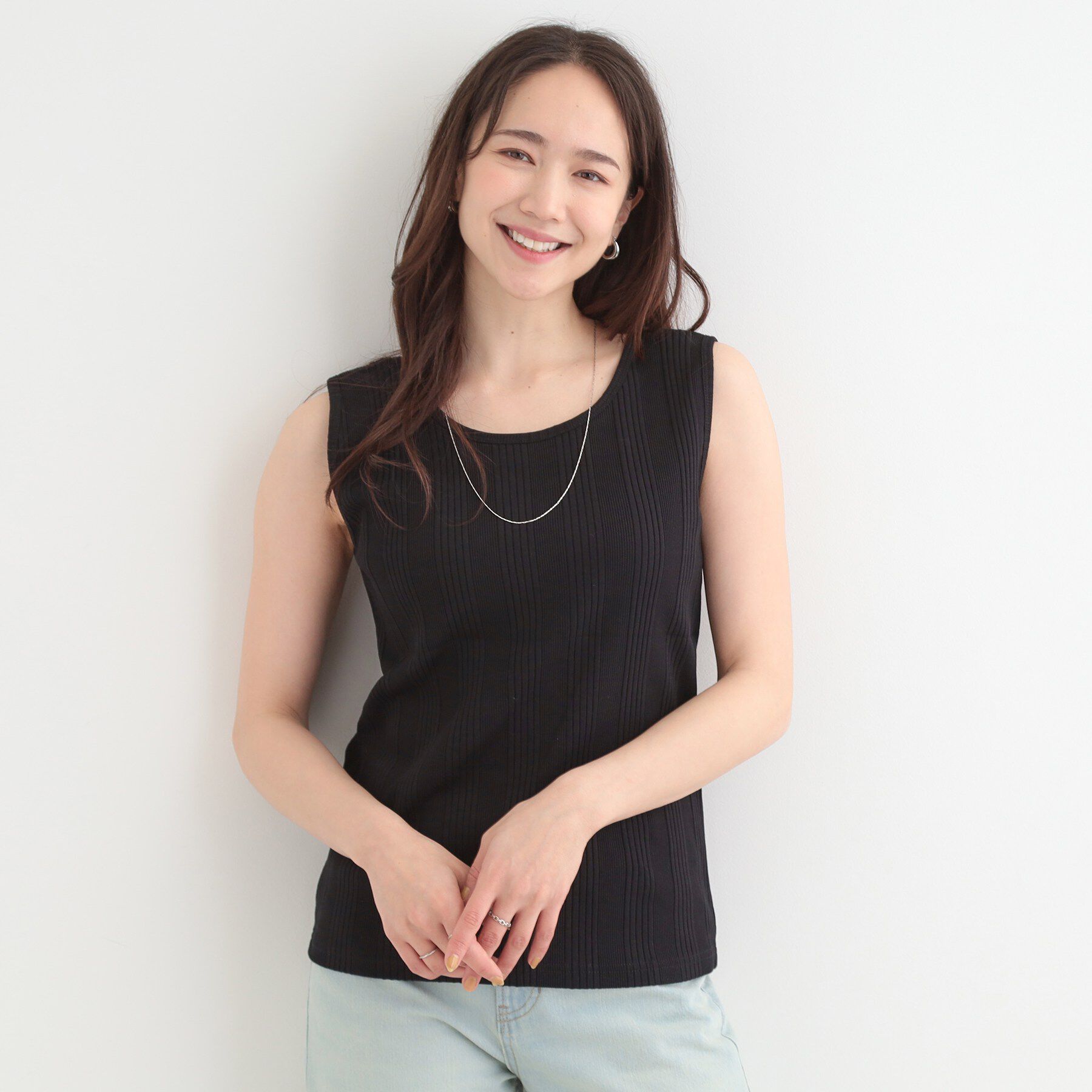 SHOO･LA･RUE「【前後2WAY/洗濯機可/S-LL】毎日のお供に ランダムテレコタンクトップ」|キャミソール|