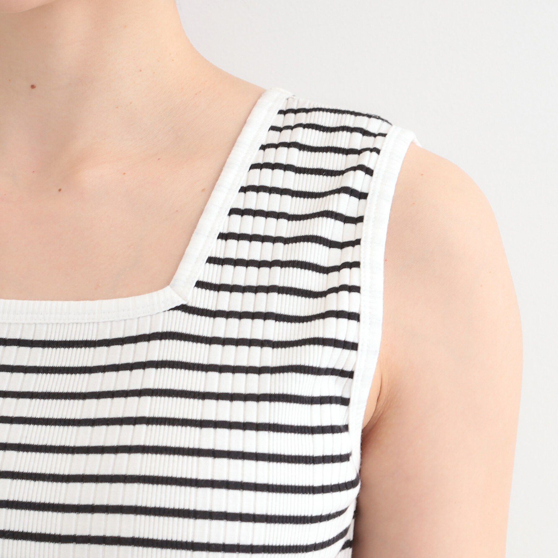 SHOO･LA･RUE「【前後2WAY/洗濯機可/S-LL】毎日のお供に ランダムテレコタンクトップ」|キャミソール|