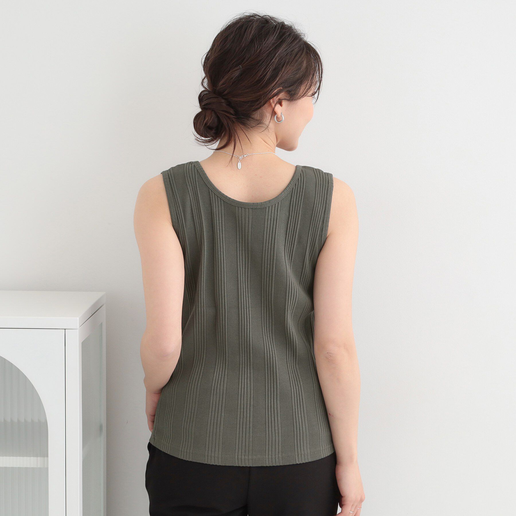 SHOO･LA･RUE「【前後2WAY/洗濯機可/S-LL】毎日のお供に ランダムテレコタンクトップ」|キャミソール|