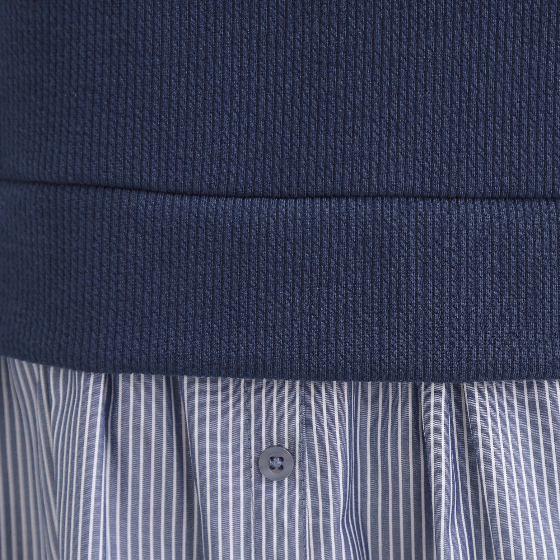 SHOO･LA･RUE「【S-LL/体型カバー】ストライプが爽やか　ベストドッキングシャツワンピース」|ワンピース|