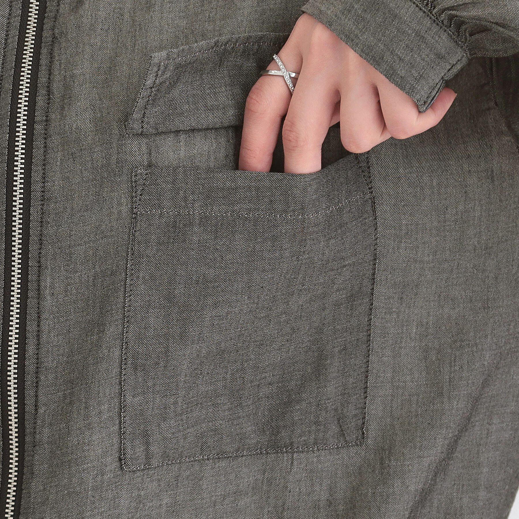 SHOO･LA･RUE「【S-LL】優しく透ける シアーデニムブルゾン」|デニムジャケット|