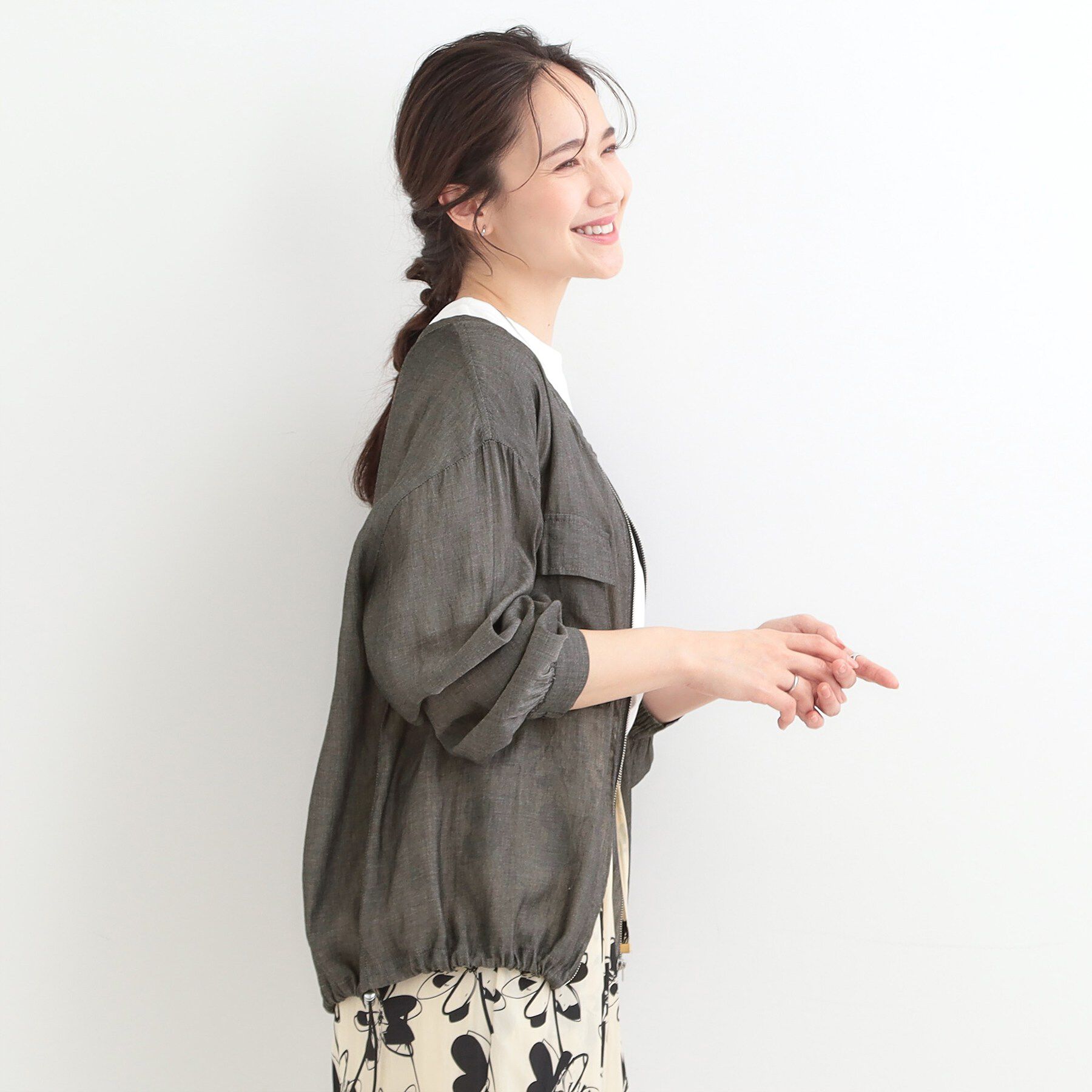 SHOO･LA･RUE「【S-LL】優しく透ける シアーデニムブルゾン」|デニムジャケット|