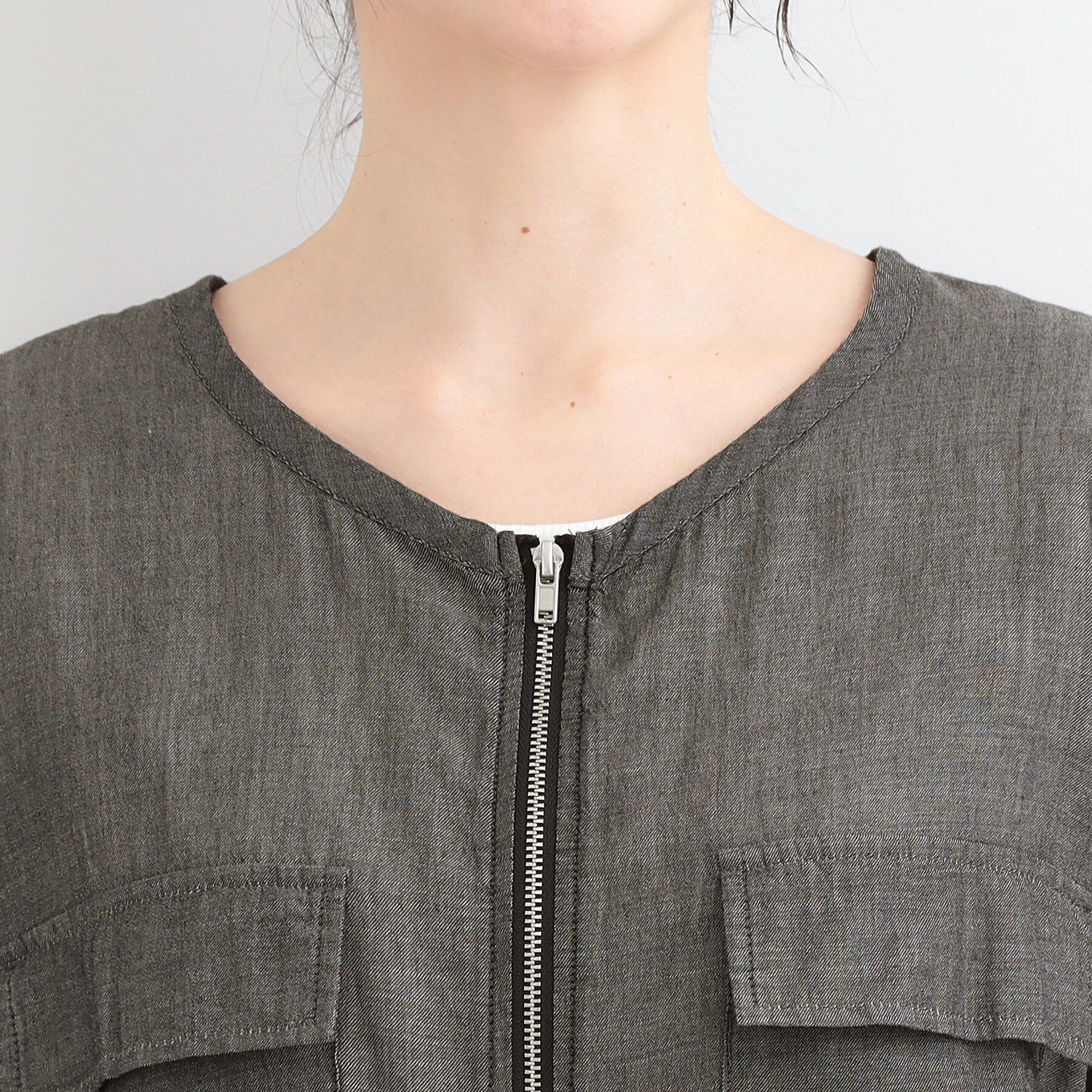 SHOO･LA･RUE「【S-LL】優しく透ける シアーデニムブルゾン」|デニムジャケット|